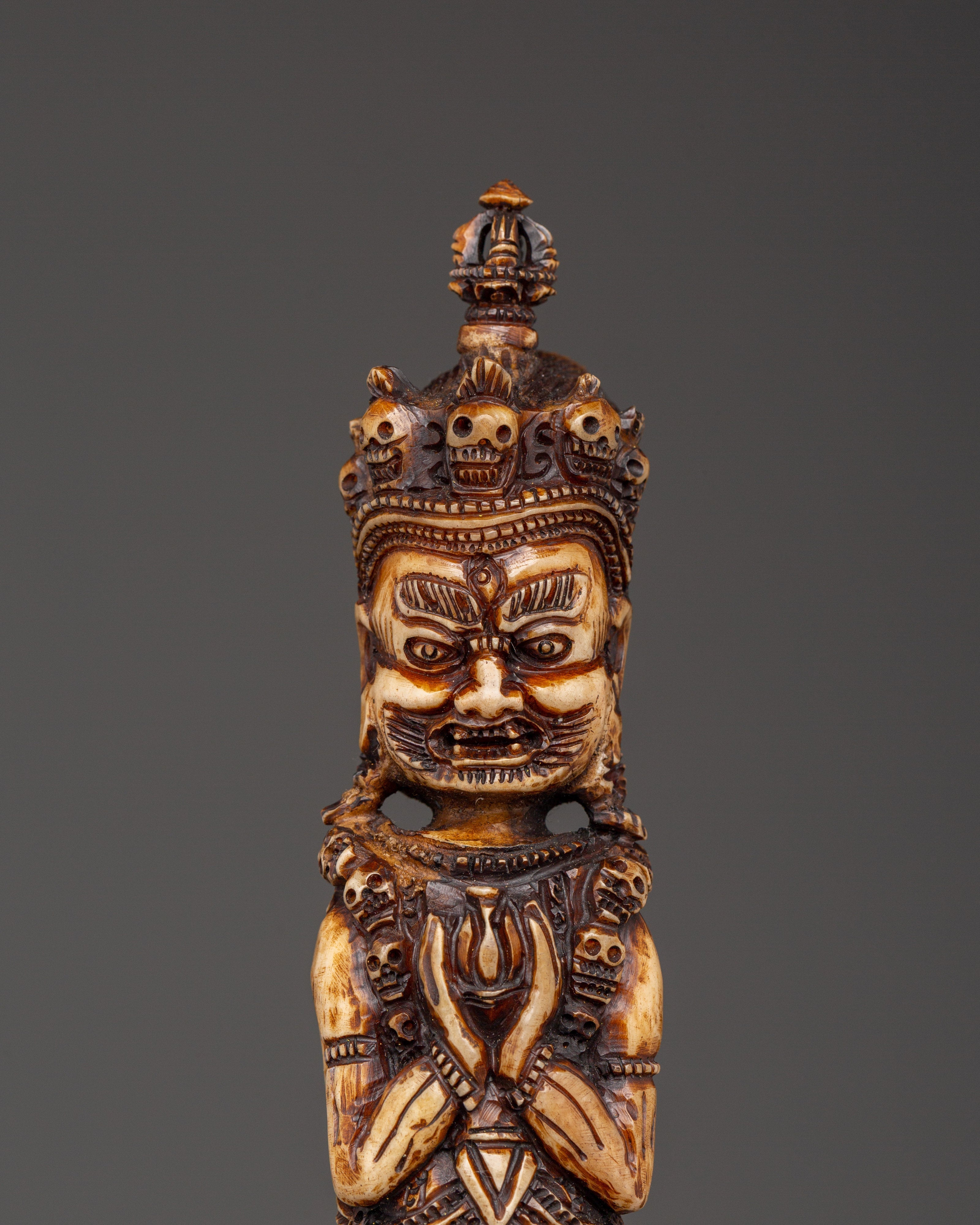 Handcrafted Vajrakila Buddhist Dagger | Ritual Phurba with Yak Bone