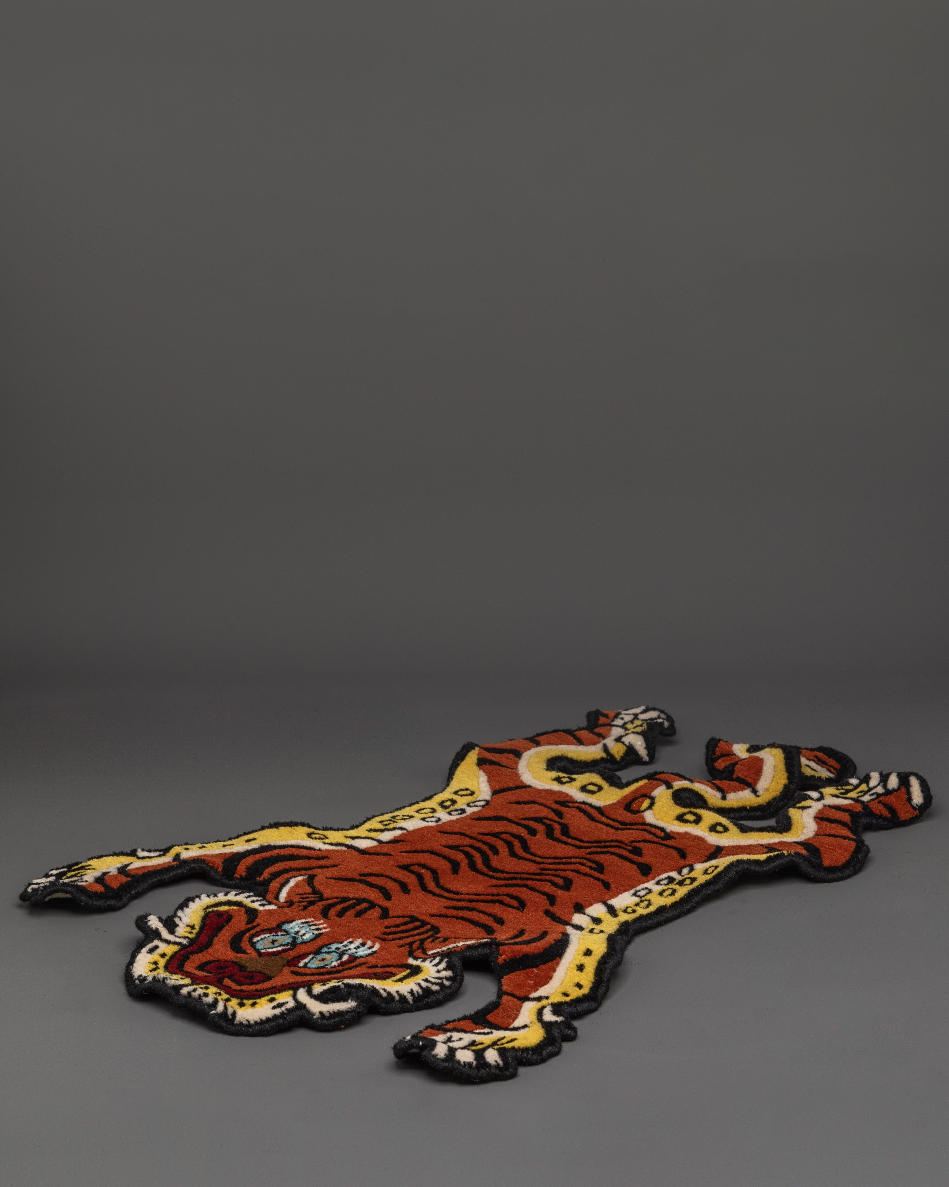 Tibetan Wool Hand-Knotted Tiger Rug | Colorful Rug, Tibetan Textile