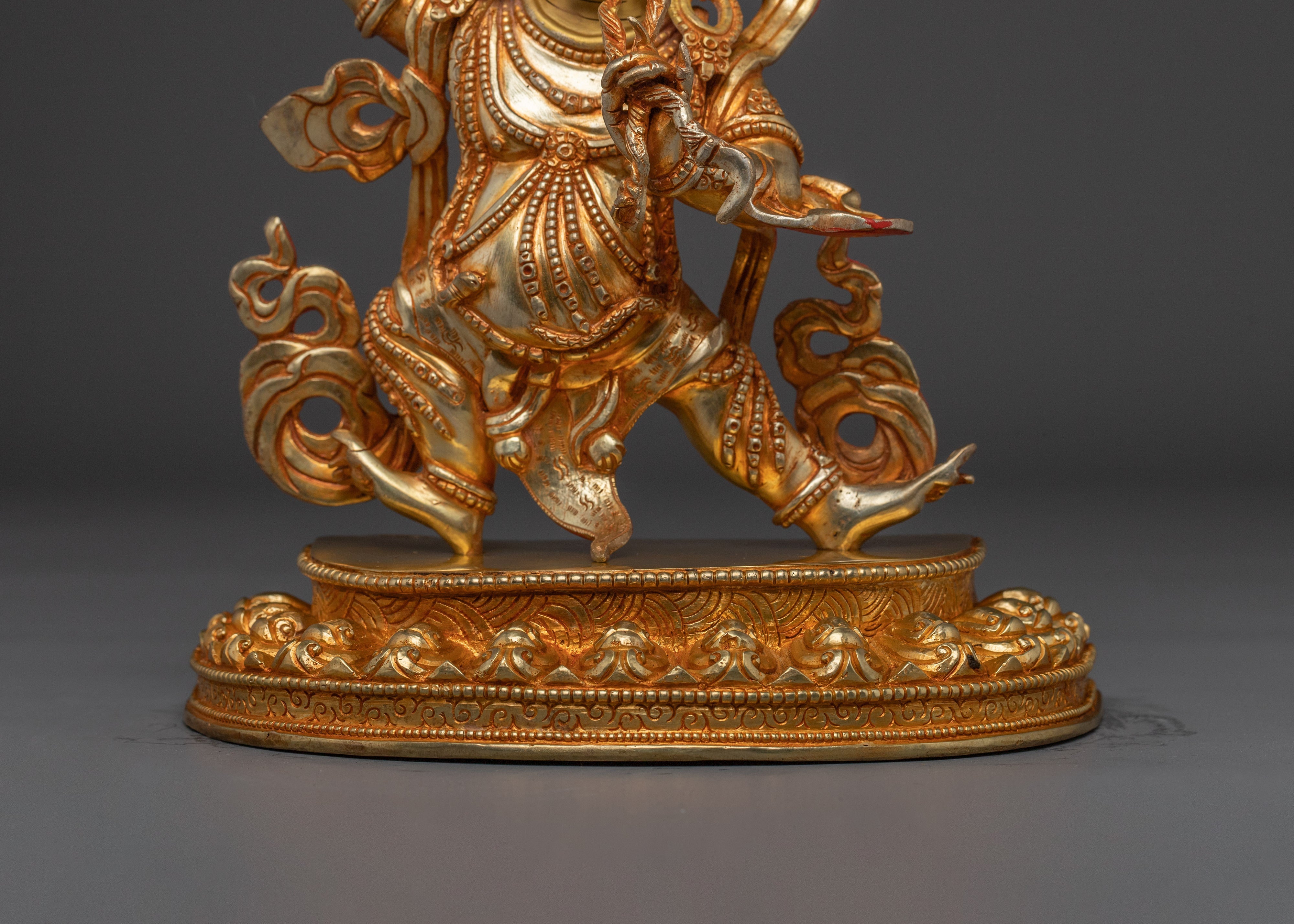 Handcrafted Vajrapani Electric Gold Statue | Powerful Buddhist Protector from Nepal