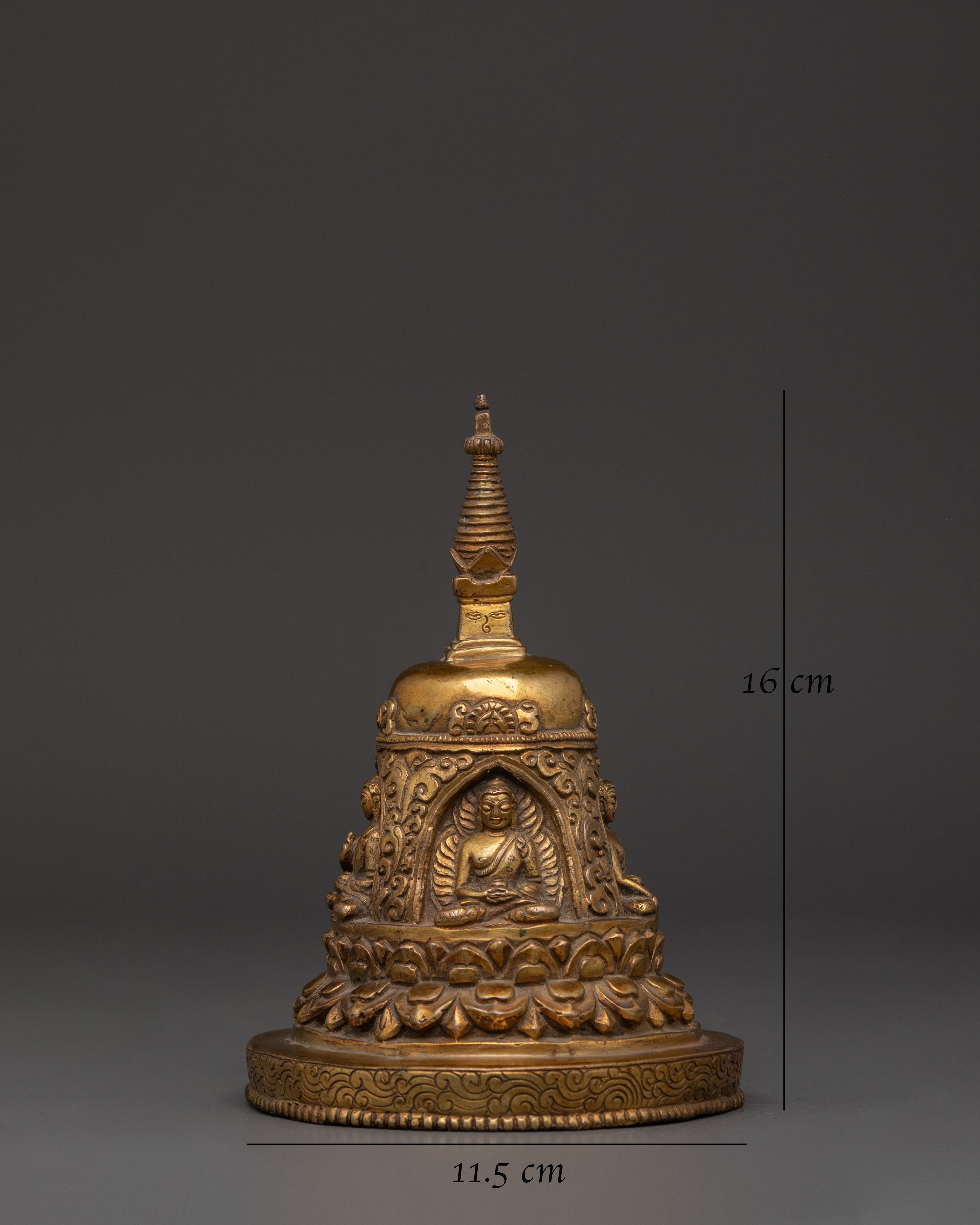 Handcrafted Brass Buddhist Stupa | Spiritual Altar Decor