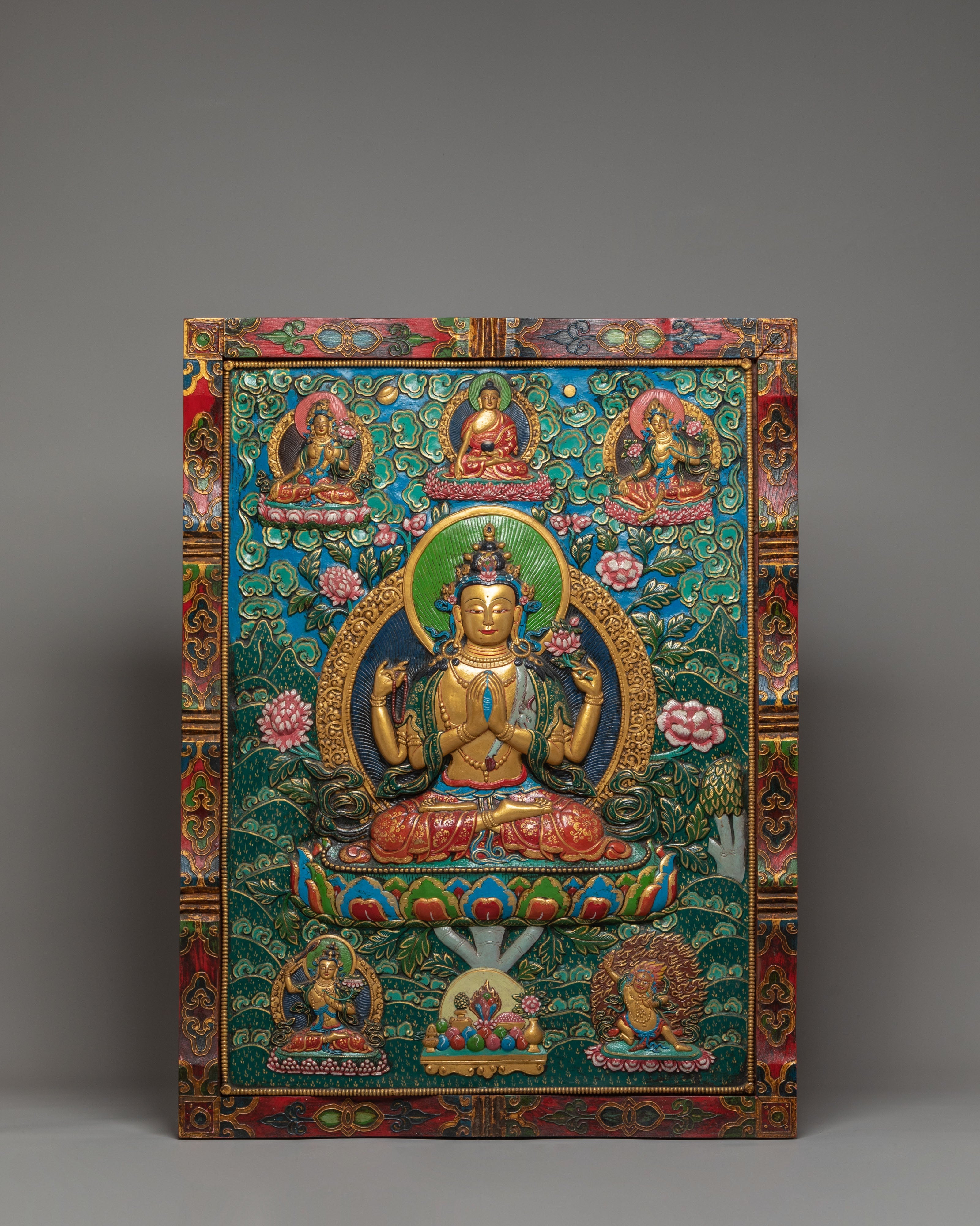 Bodhisattva Chenresig Thangka Wall Hanging