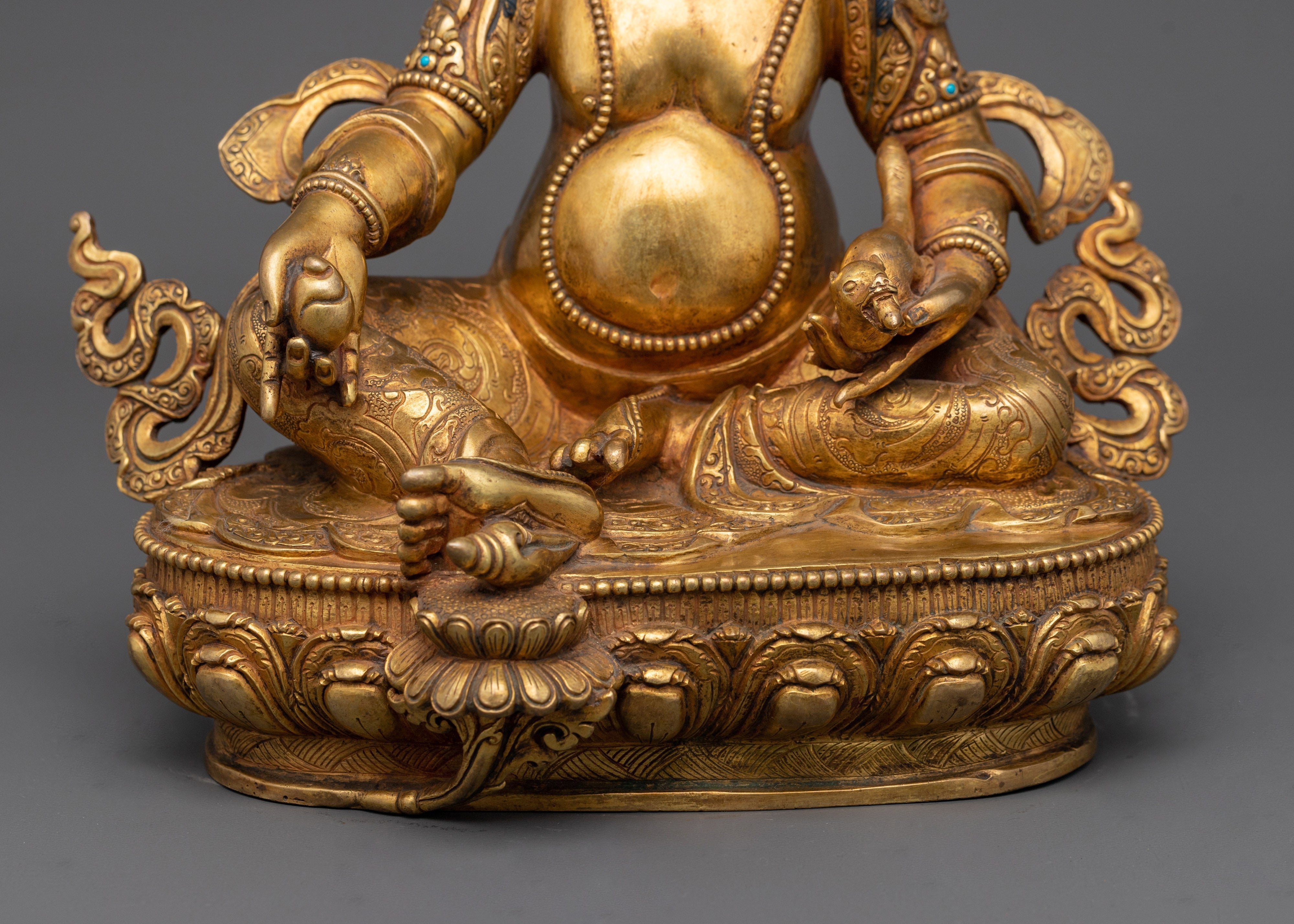 Spiritual Dzambhala Sculpture | 24K Gold Gilded Copper Statue