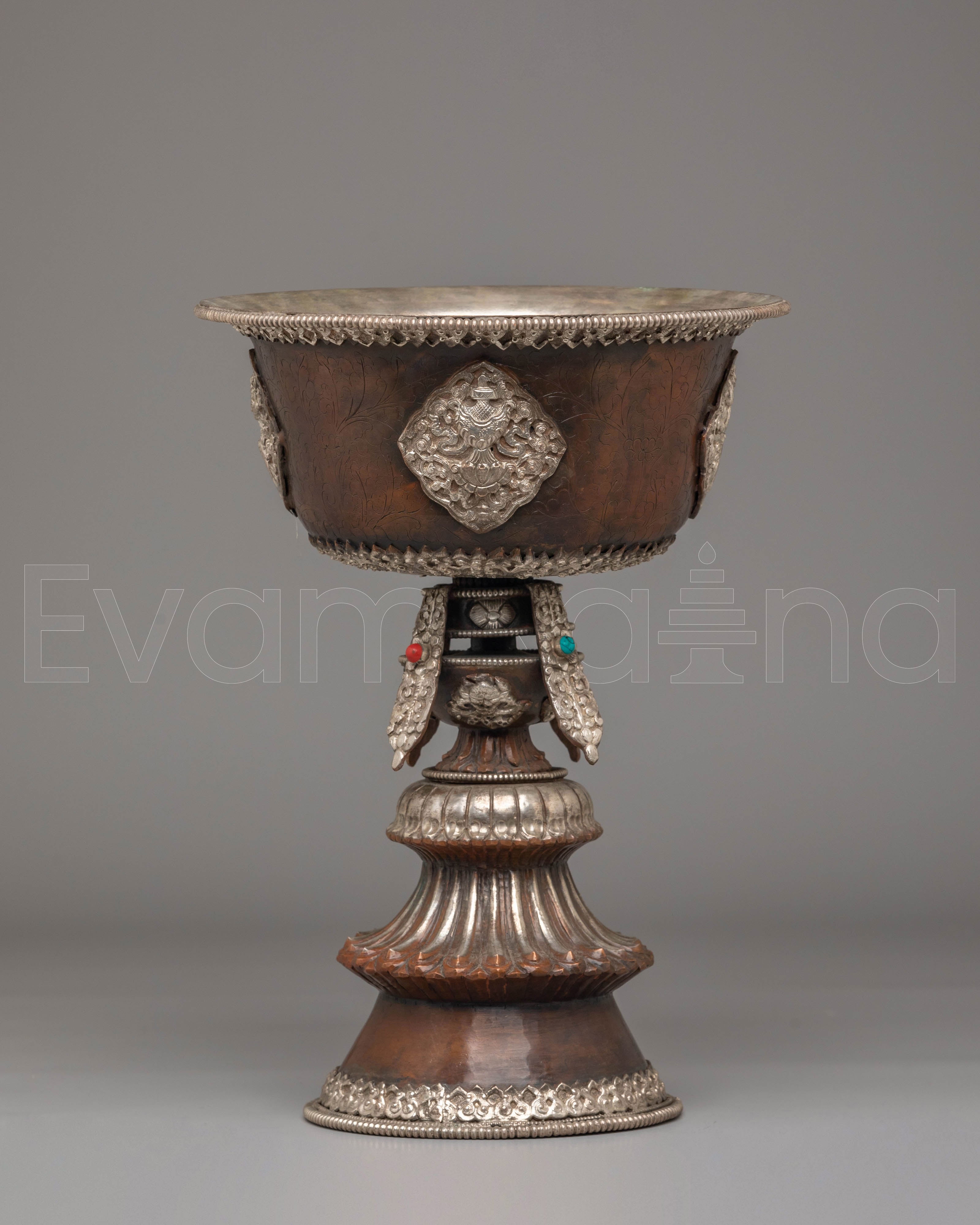 Decorative Tibetan Butter Lamp | Handcrafted Ritual Oil Lamp for Meditation