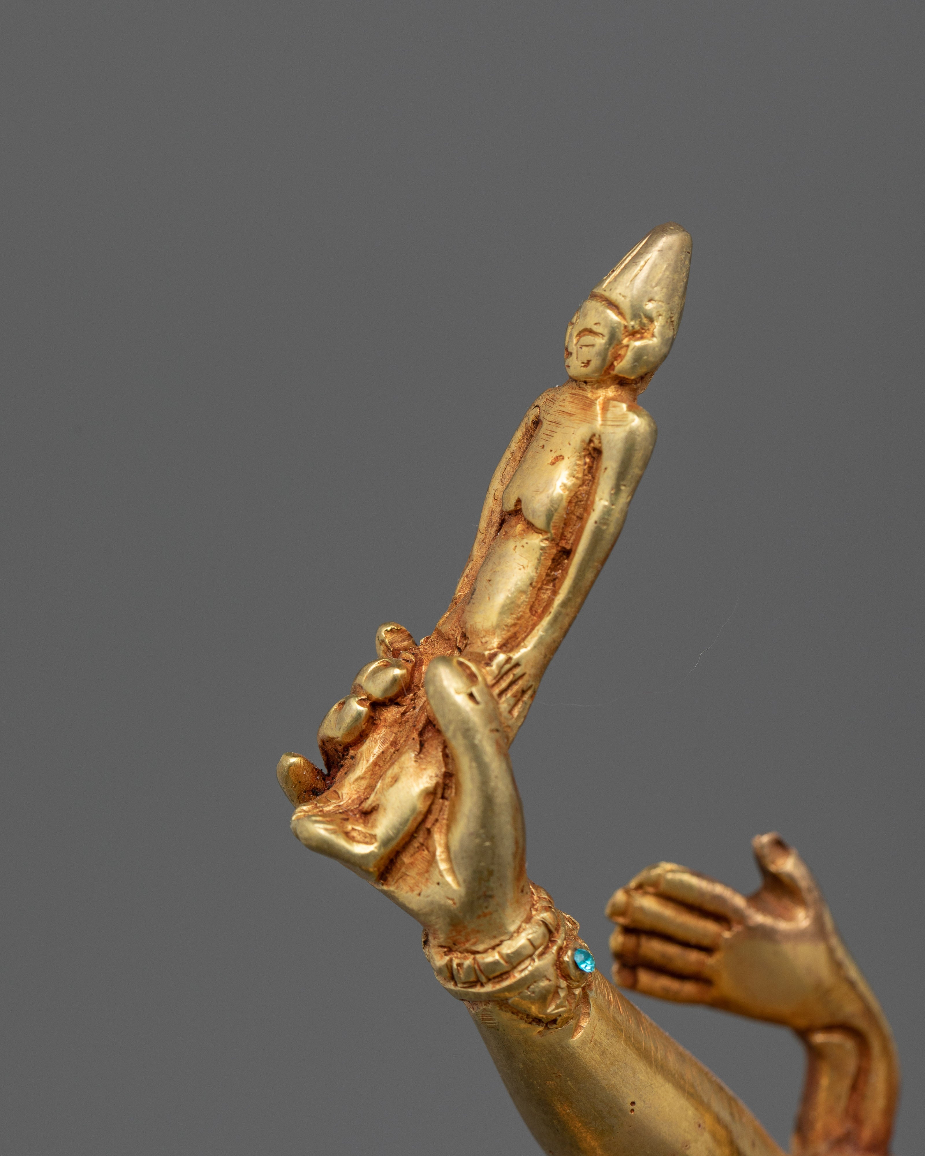 24K Gold Gilded Wrathful Ekajati Sttaue | Tibetan Protector Deity Statue