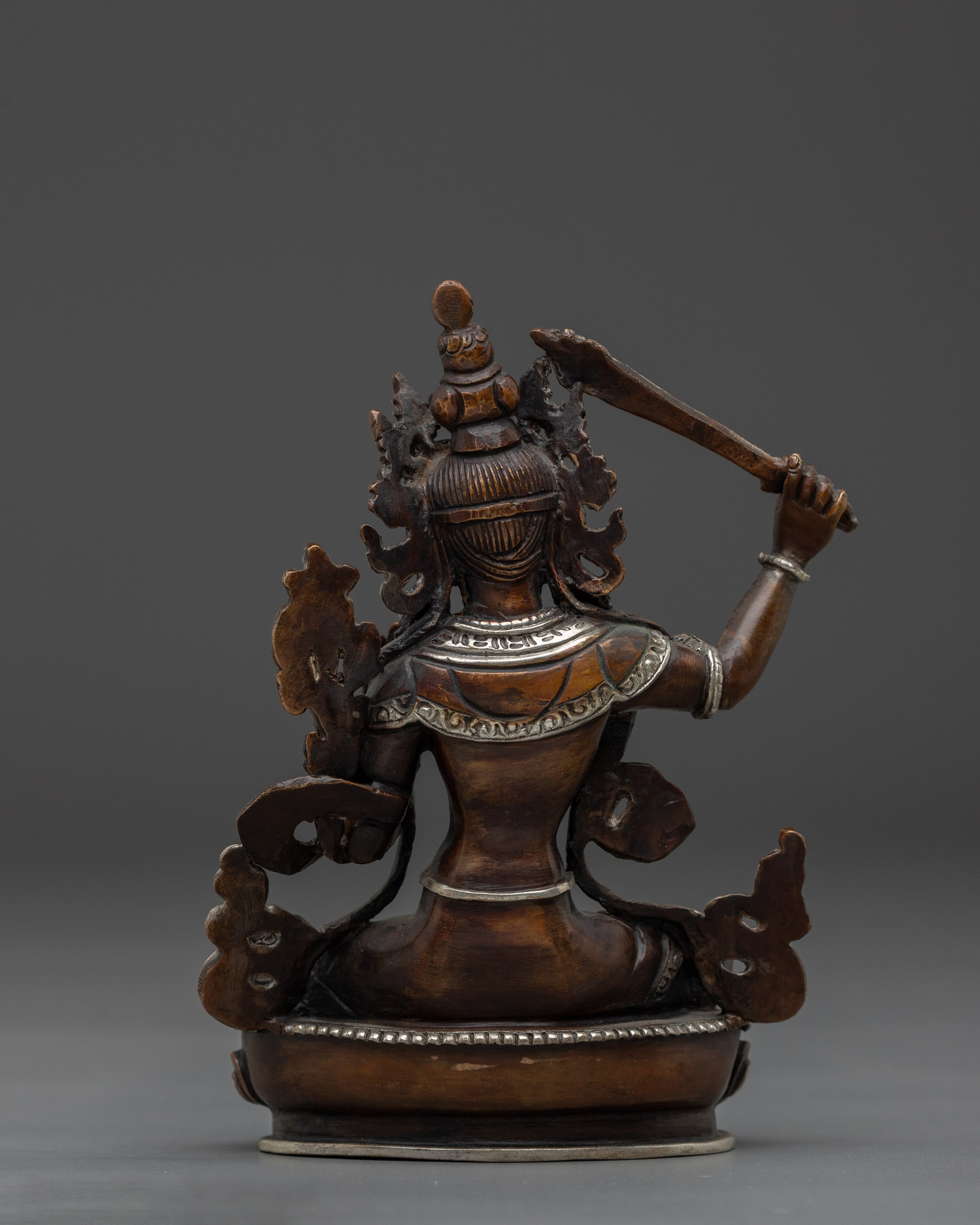 Black Oxidized Manjushri Statue | Embodiment of Wisdom