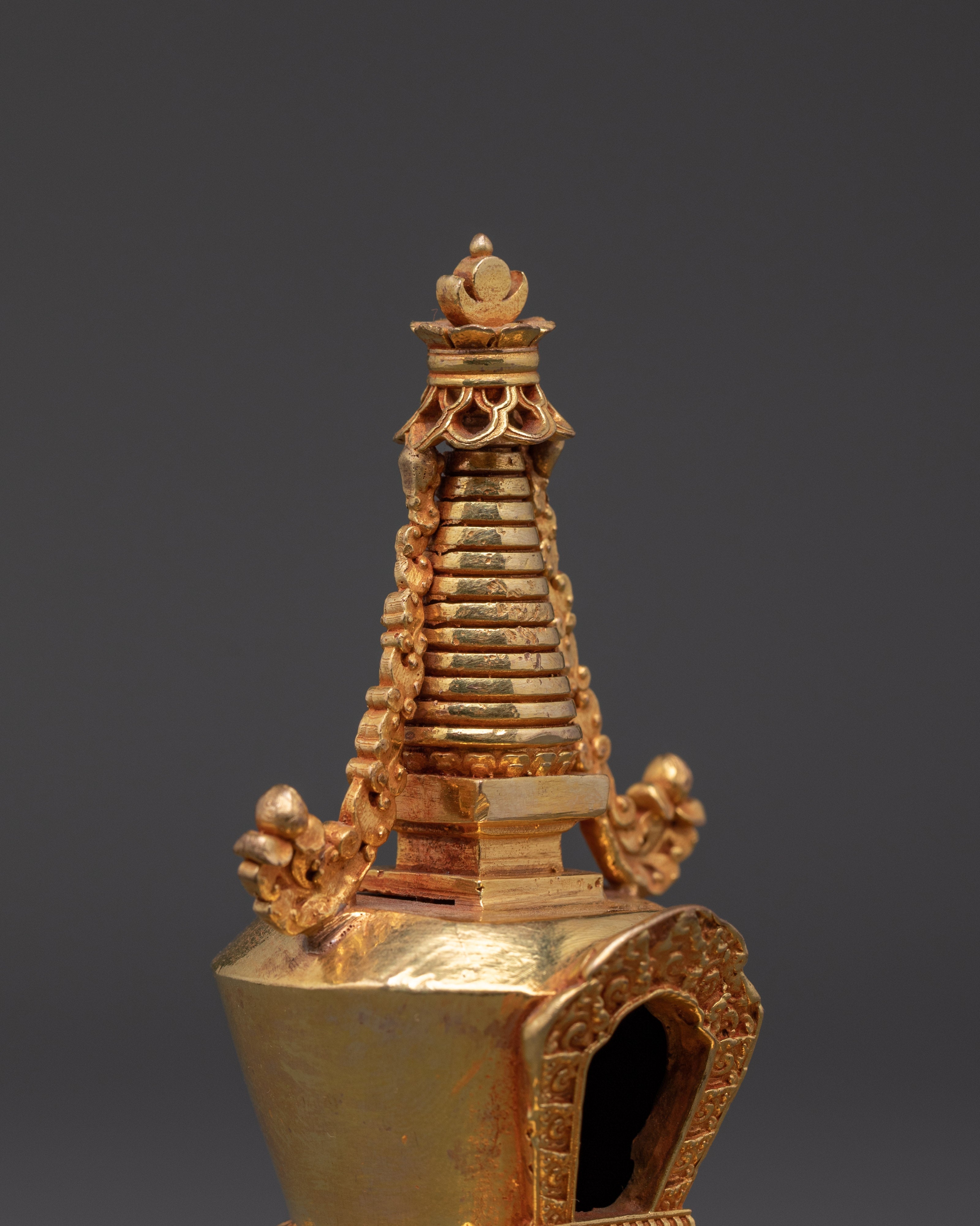Buddhist Gold Plated Shrine | Sacred Copper Altar Decoration
