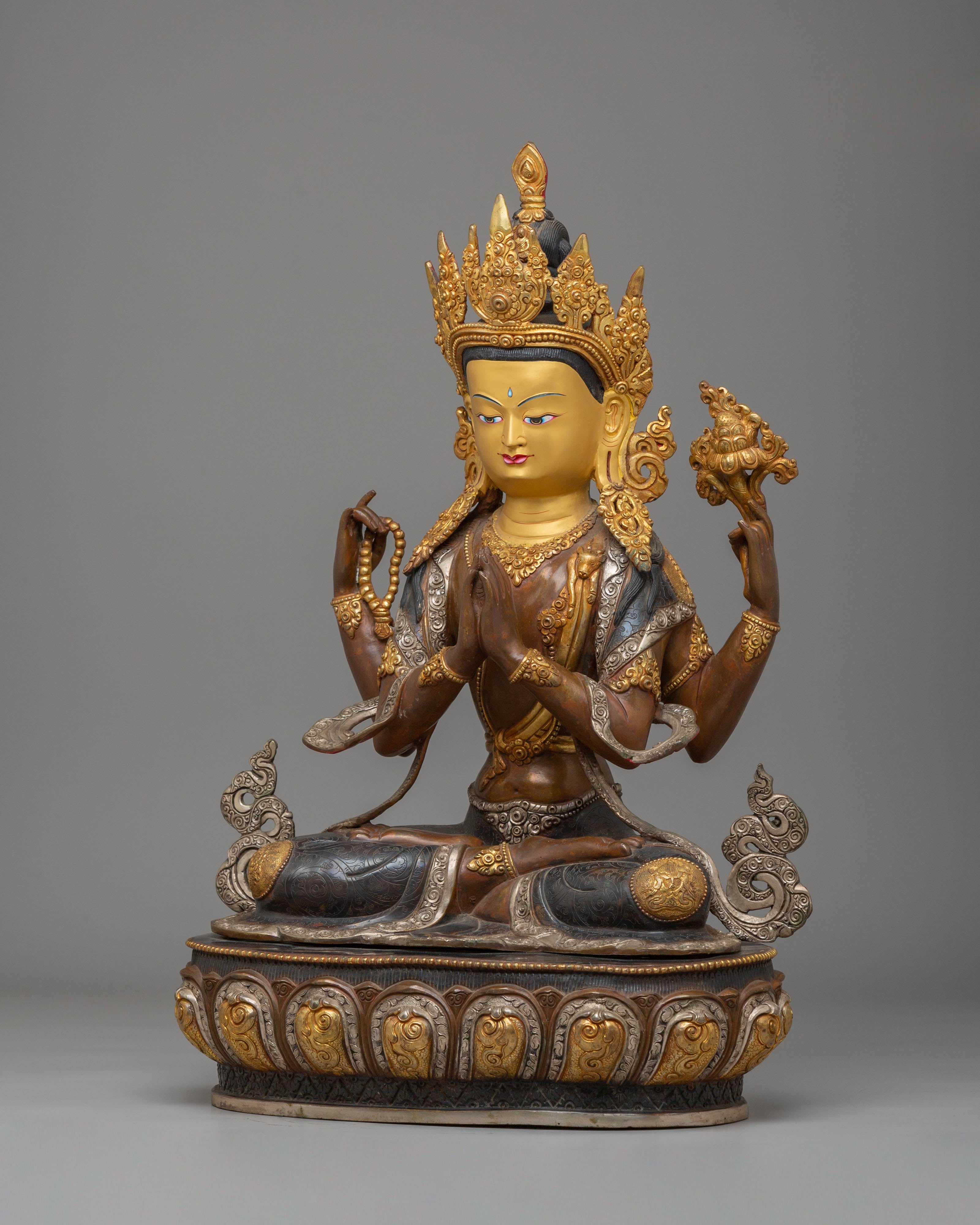 Handcrafted Buddhist Chenrezig Statue | Tibetan Buddhist Deity