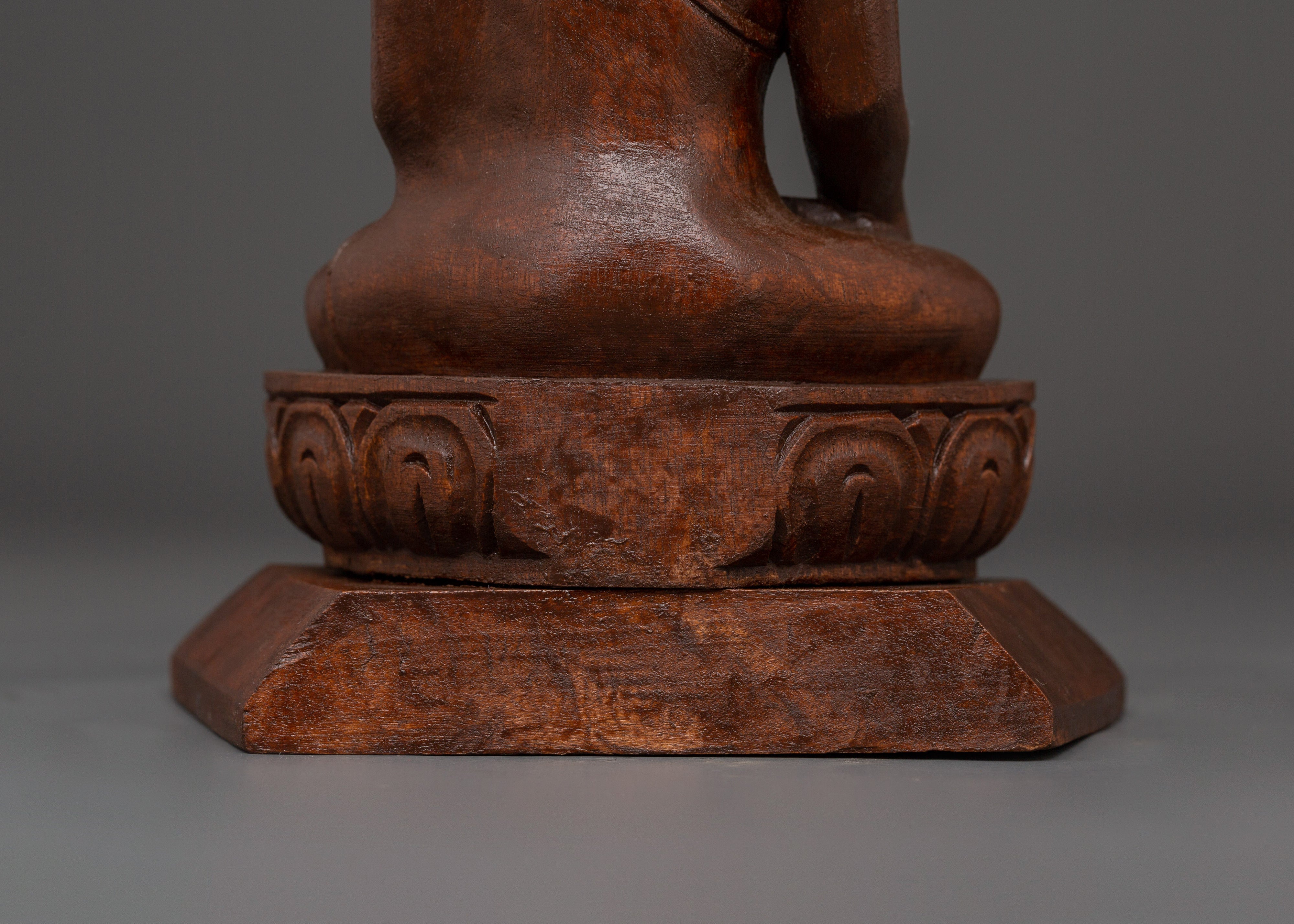 Shakyamuni Buddha Wood Statue | Handcrafted Buddhist Meditation Figurine