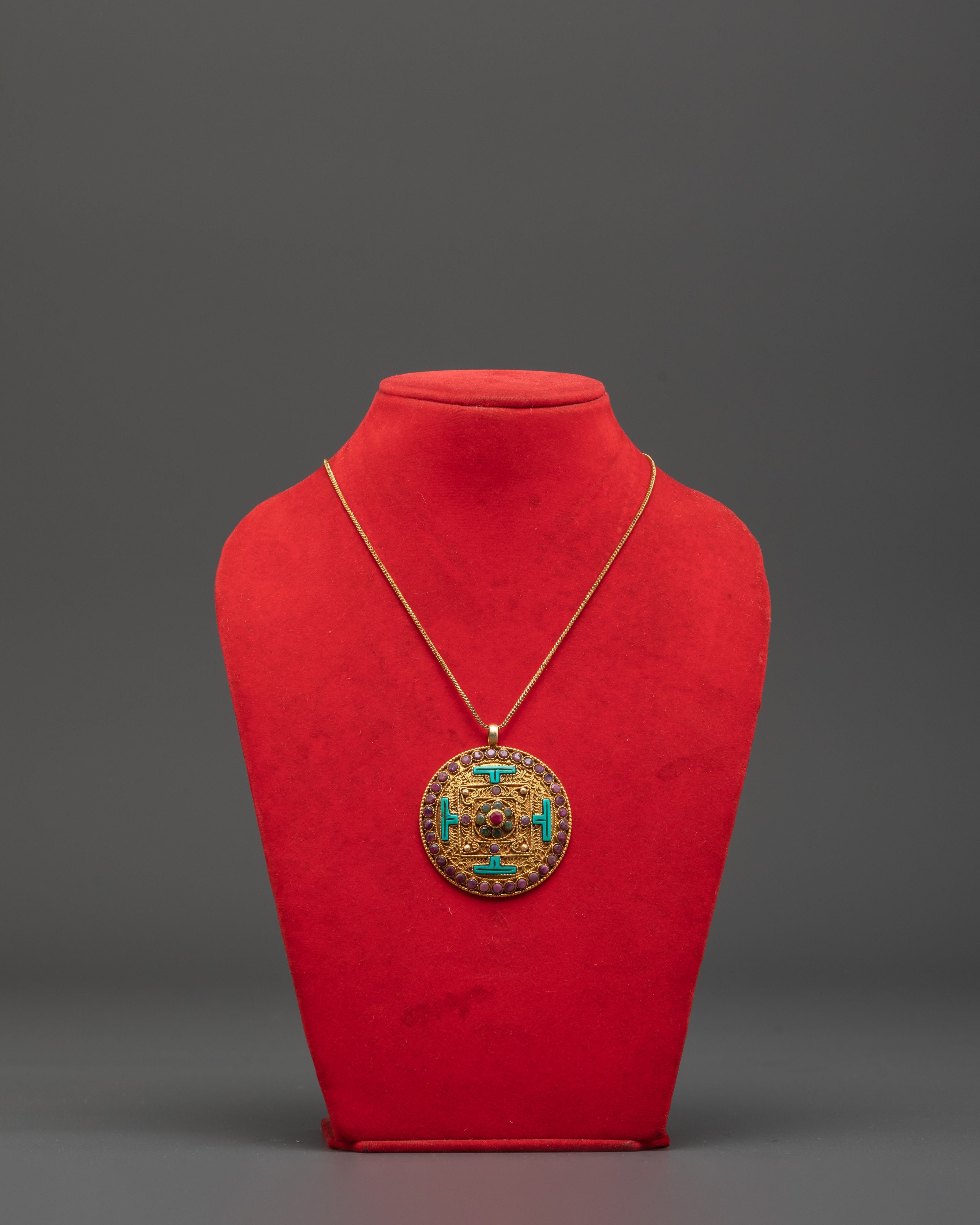 Gold Plated Locket with Panna | Gemstone Pendant