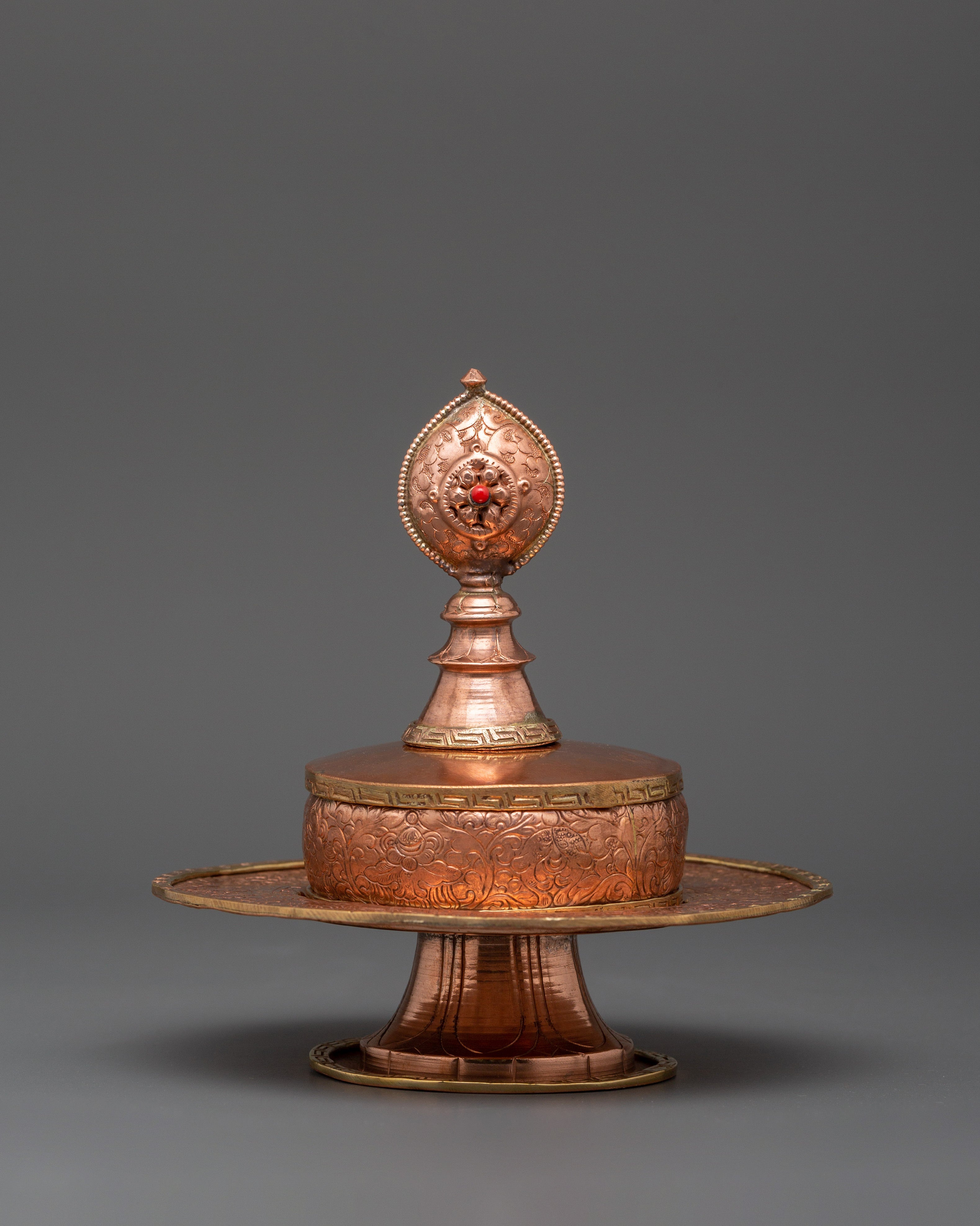 Copper Mandala Offering Set for Sacred Offerings | Symbol of Spirituality & Good Fortune