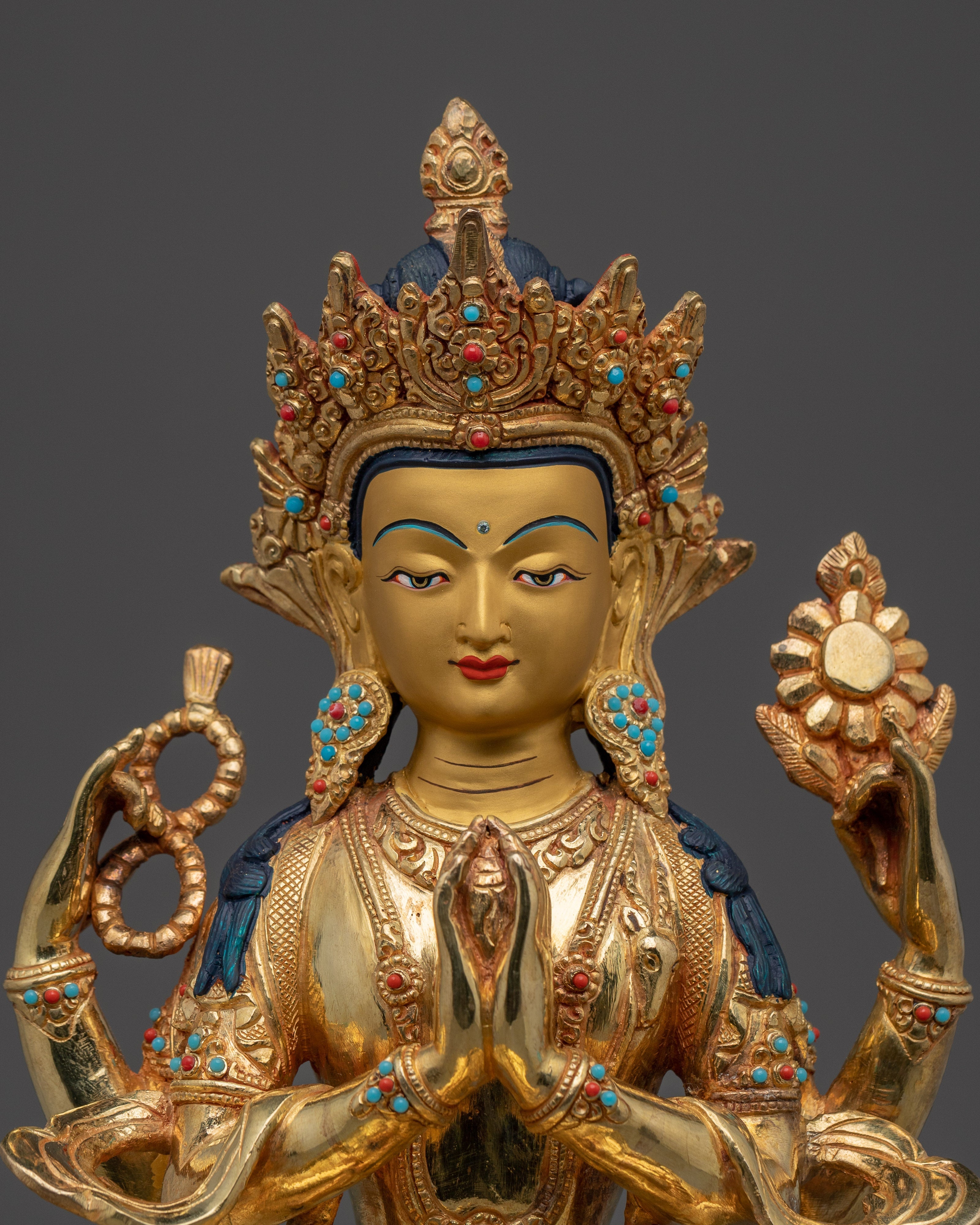 Handmade Avalokiteshvara Spiritual Decor | Himalayan Chenrezig Artwork