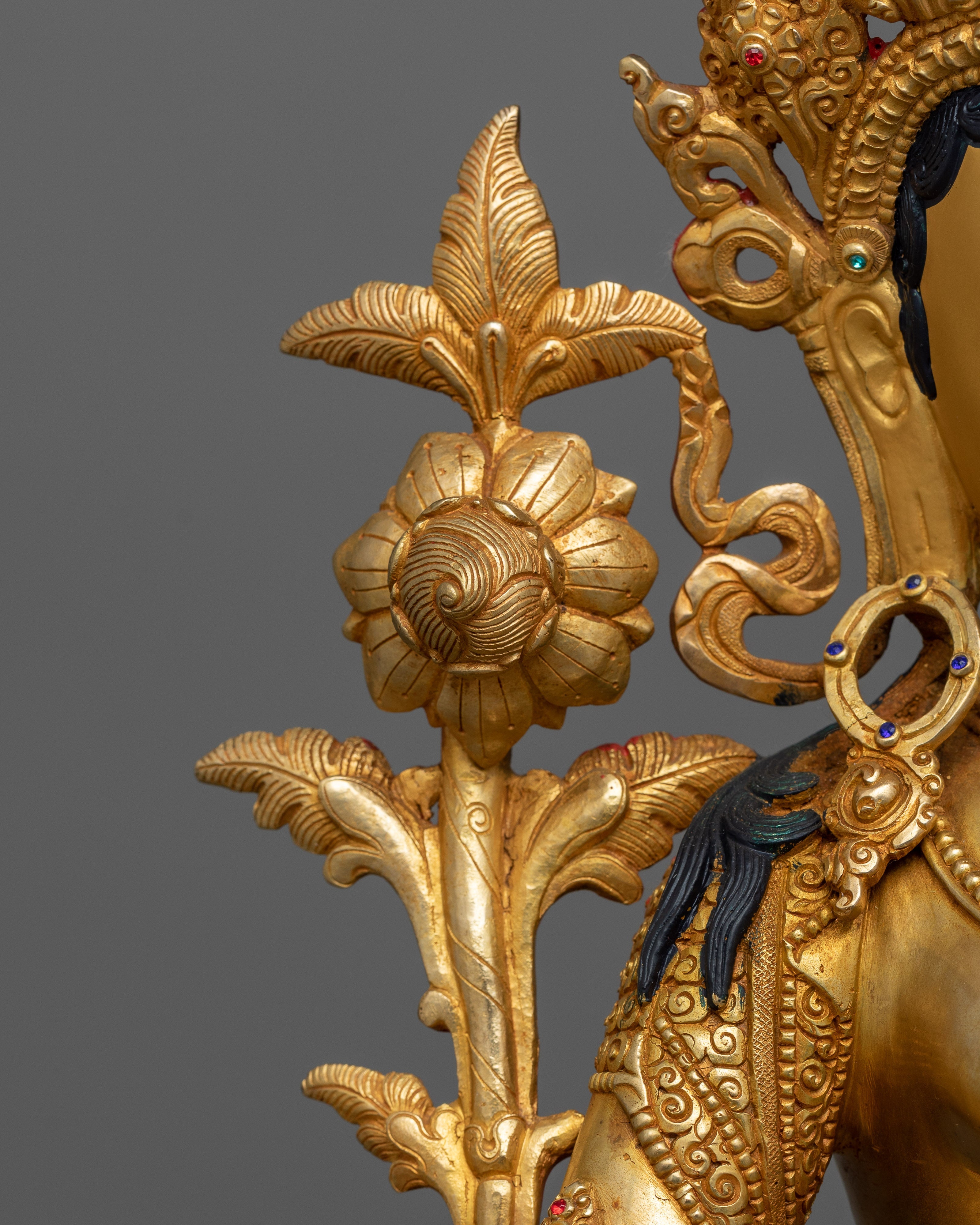 Radiant Green Tara 48cm Gold Gilded Statue | A Beacon of Compassion and Protection