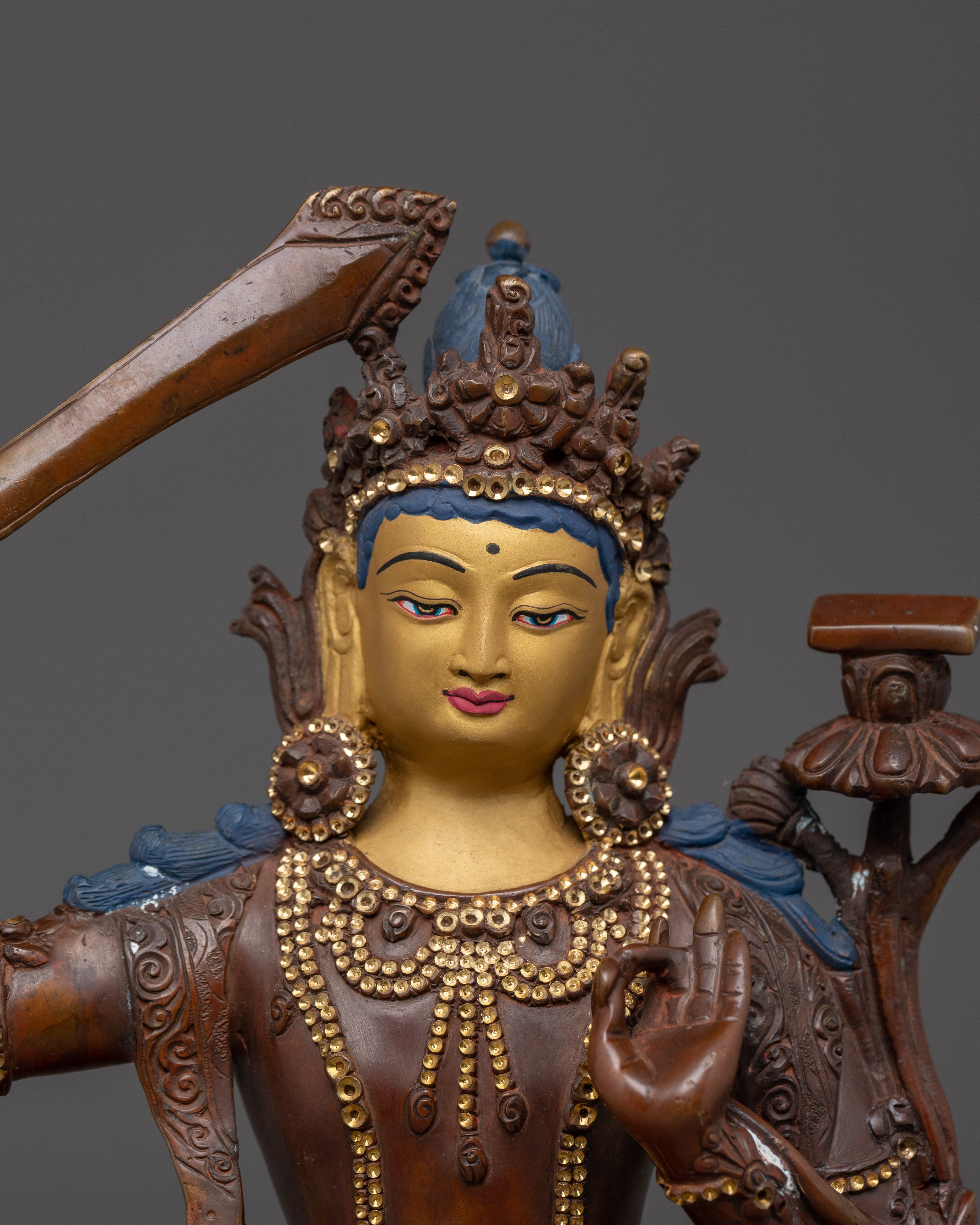 Manjushri Oxidized Copper Buddhist Deity | Buddhist Bodhisattva of Wisdom