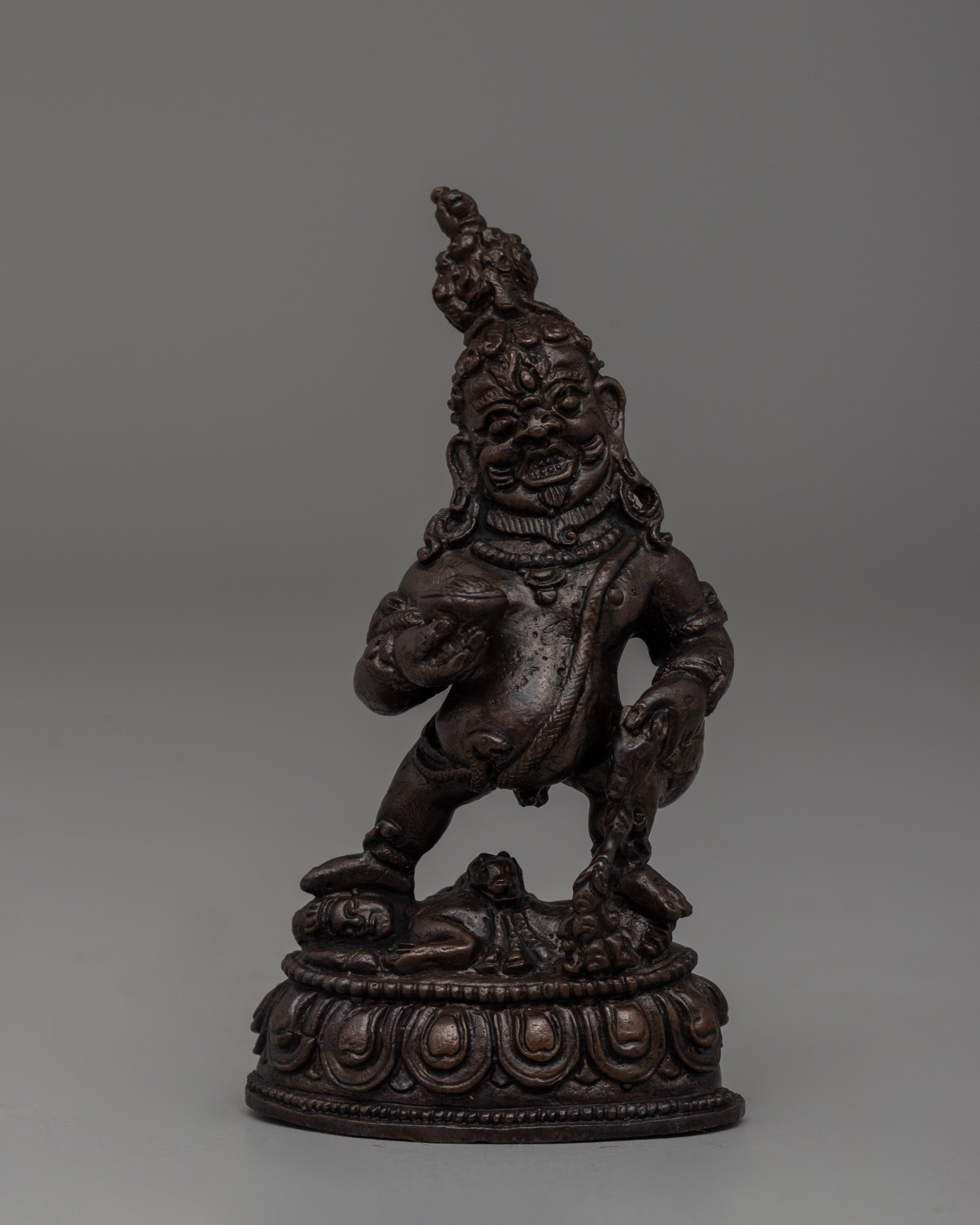 Handcrafted Oxidized Copper Standing Black Dzambhala Statue
