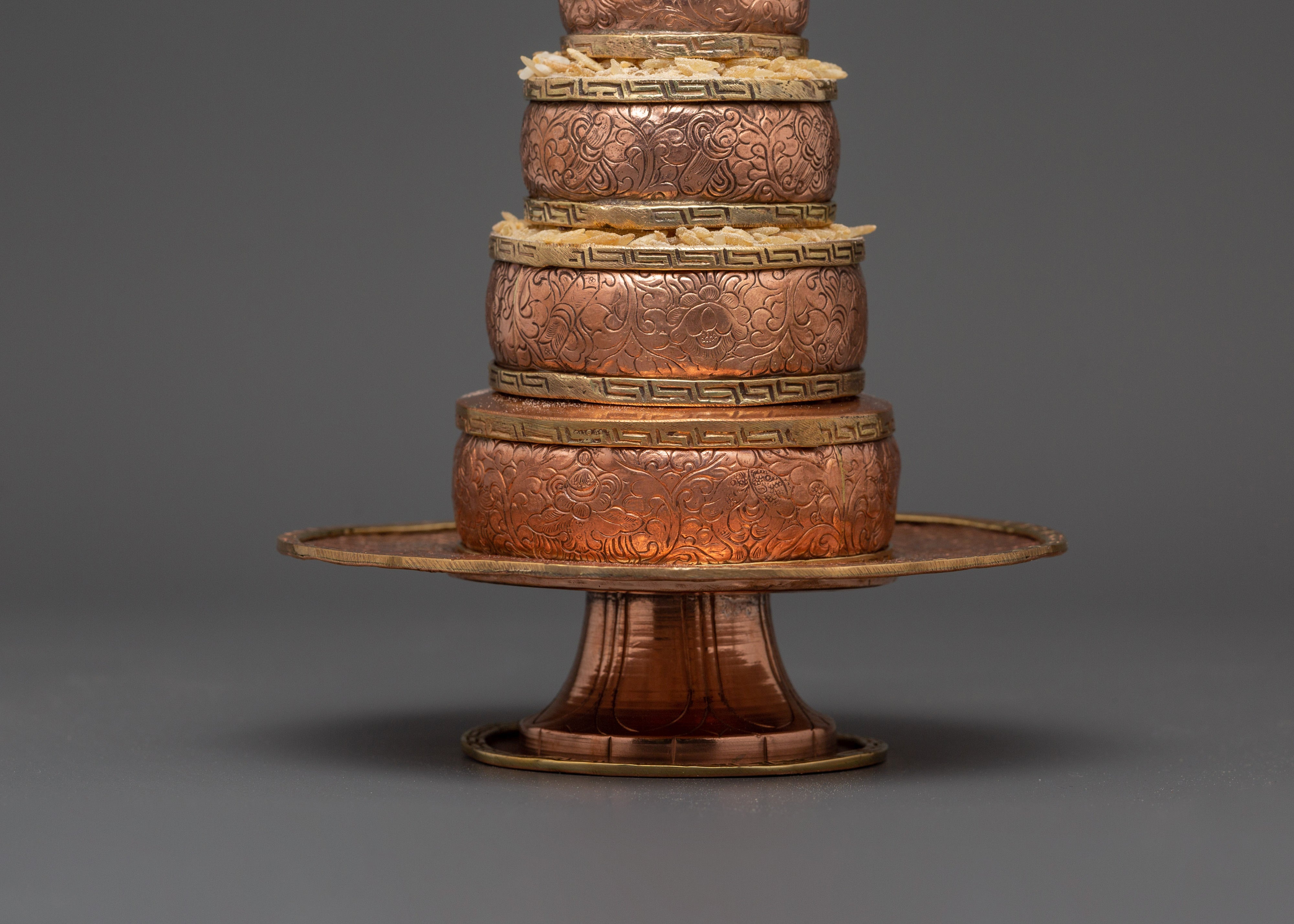 Copper Mandala Offering Set for Sacred Offerings | Symbol of Spirituality & Good Fortune