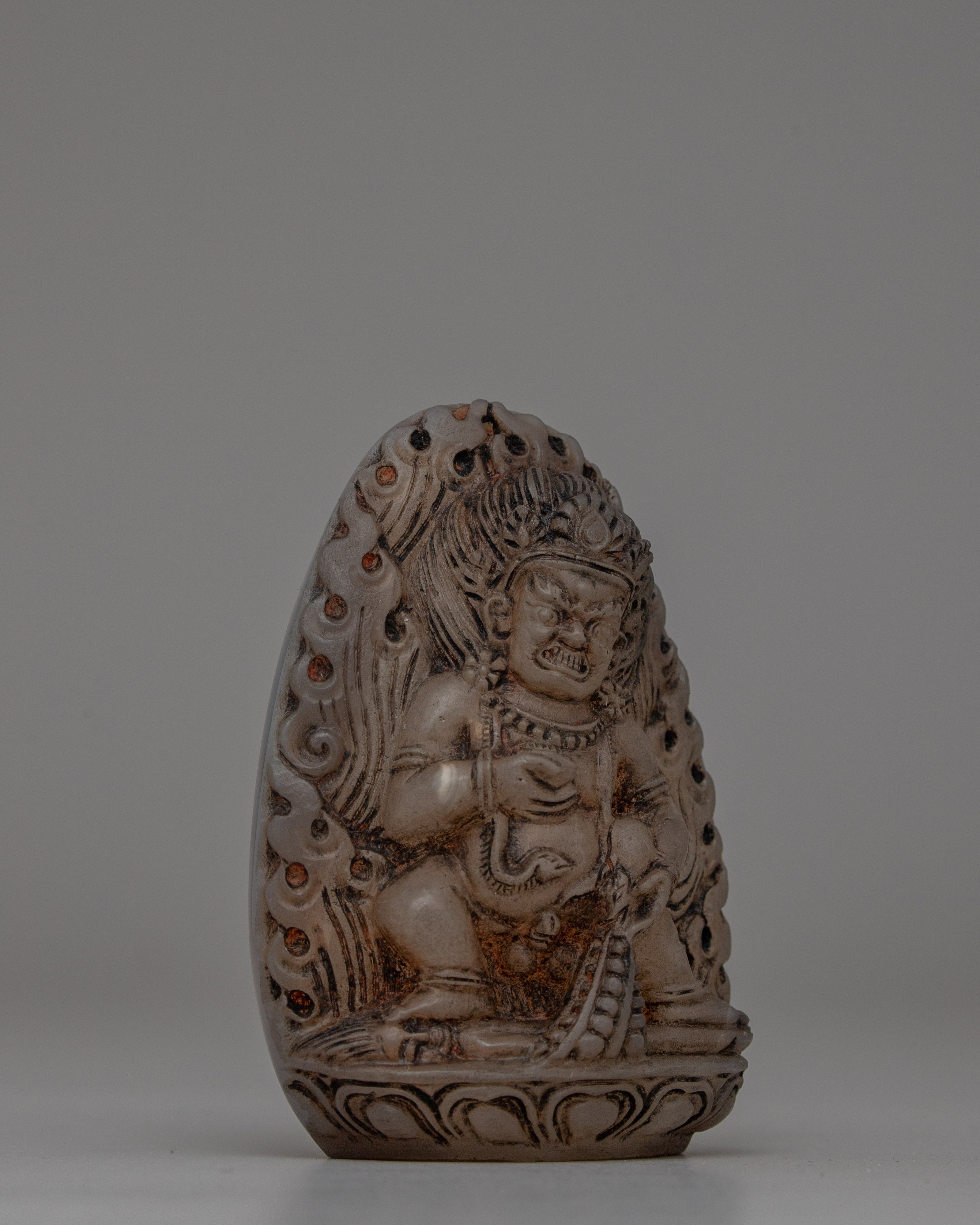 Crystal Hand-Carved Black Dzambhala Statue | Tibetan God of Wealth Figurine