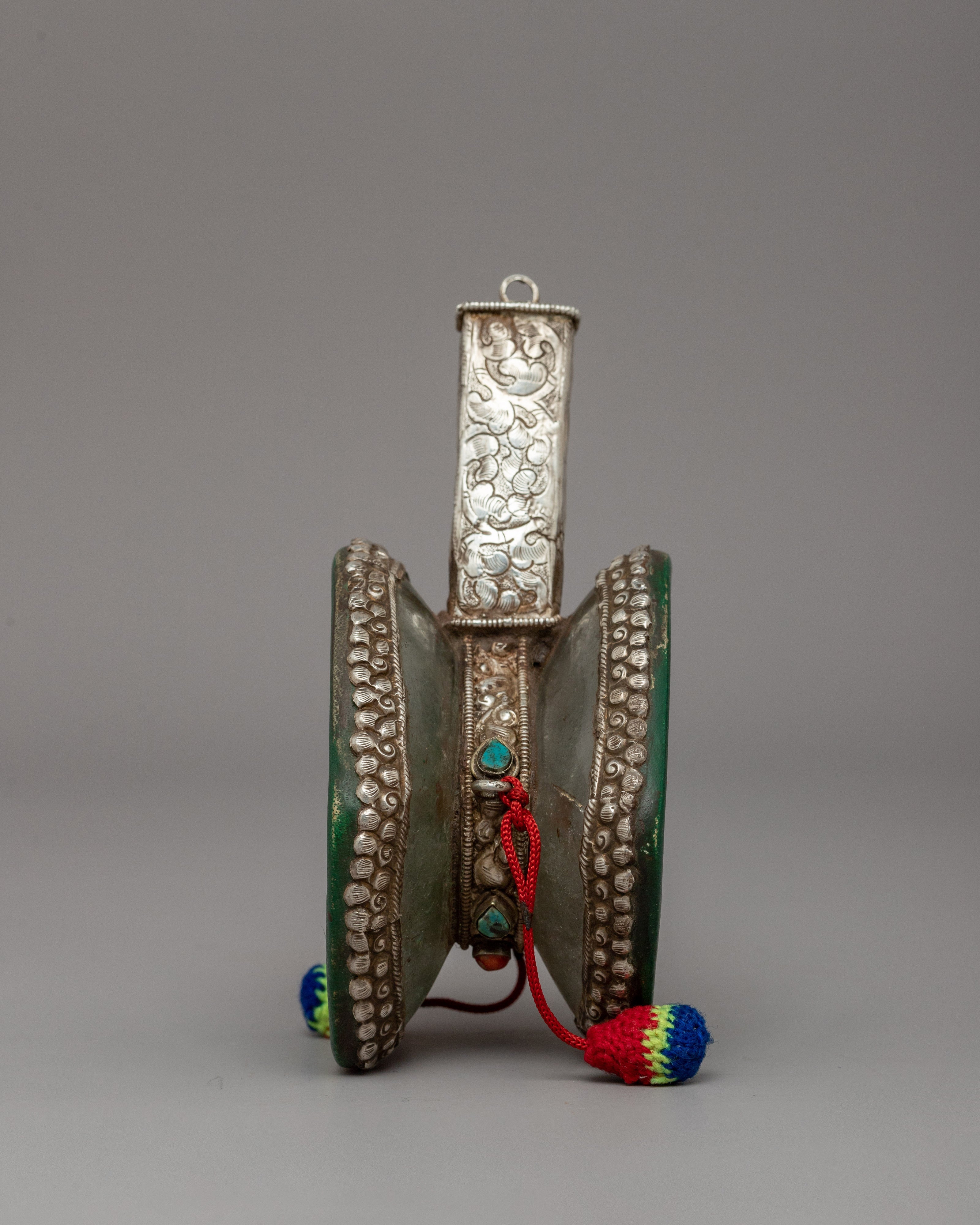 Tibetan Crystal Quartz Damaru | Silver Damaru for Meditation and Rituals