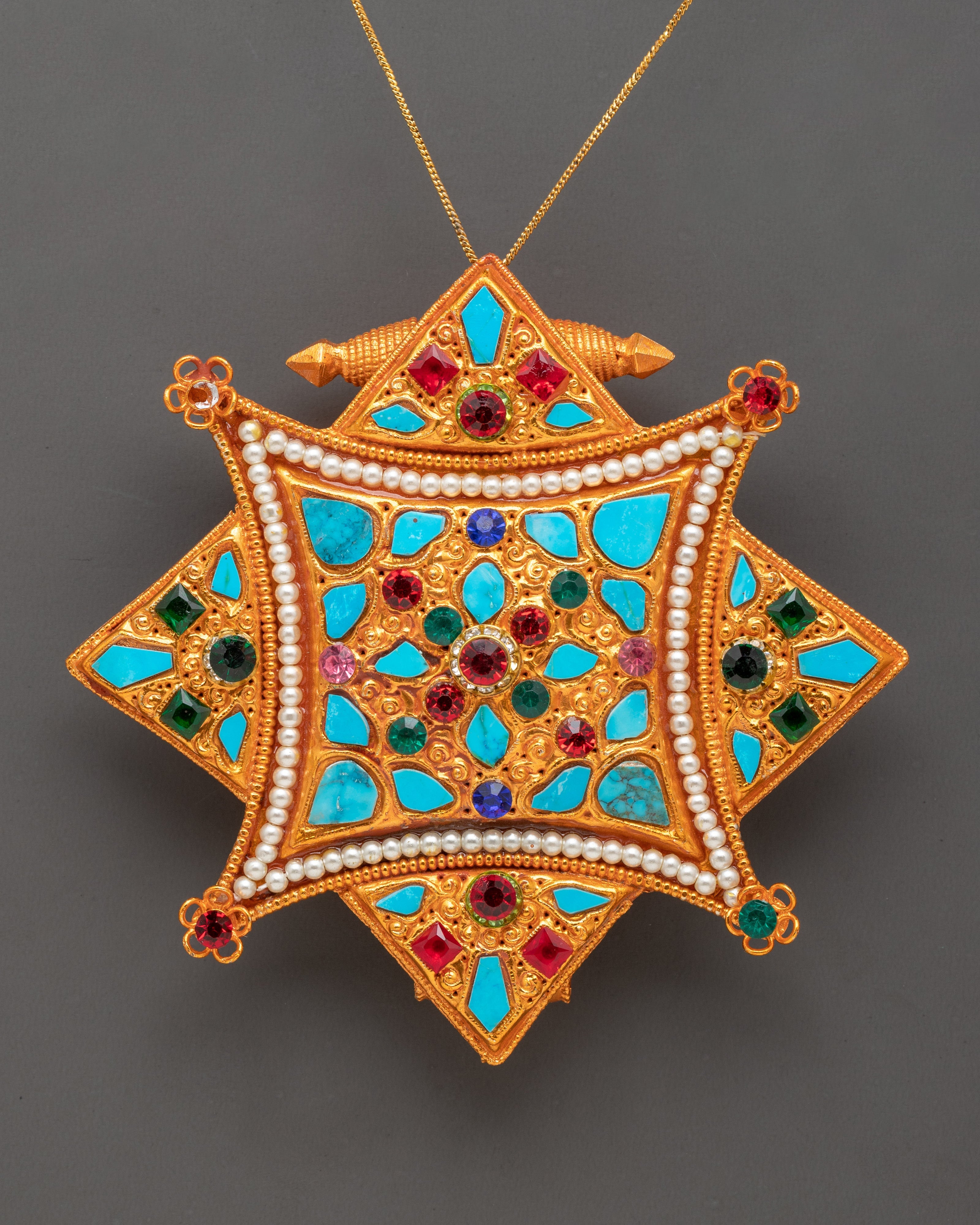 Star-Shaped Tibetan Ghau Box Locket
