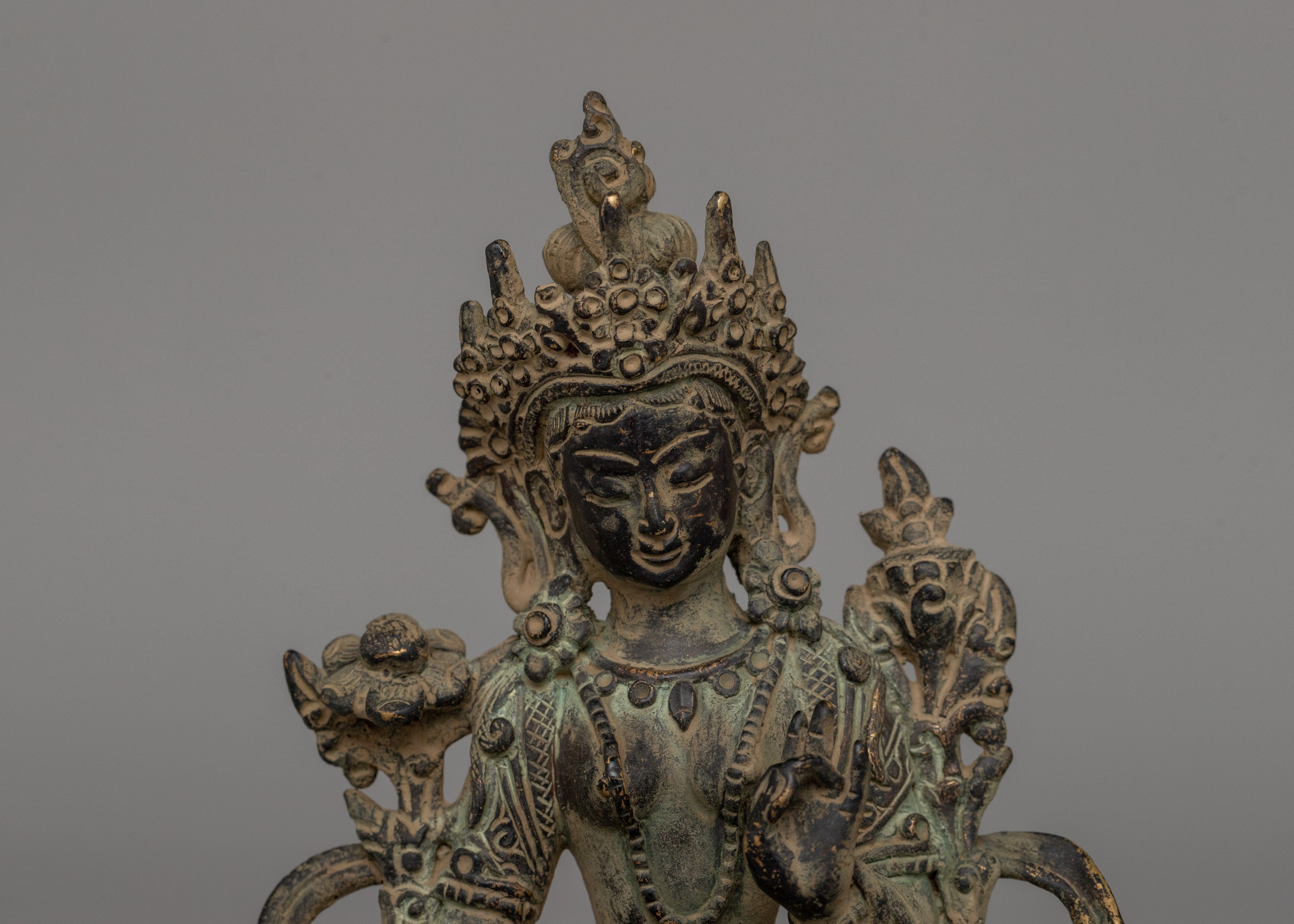 Handmade Green Tara Statue | Symbol of Compassion & Protection