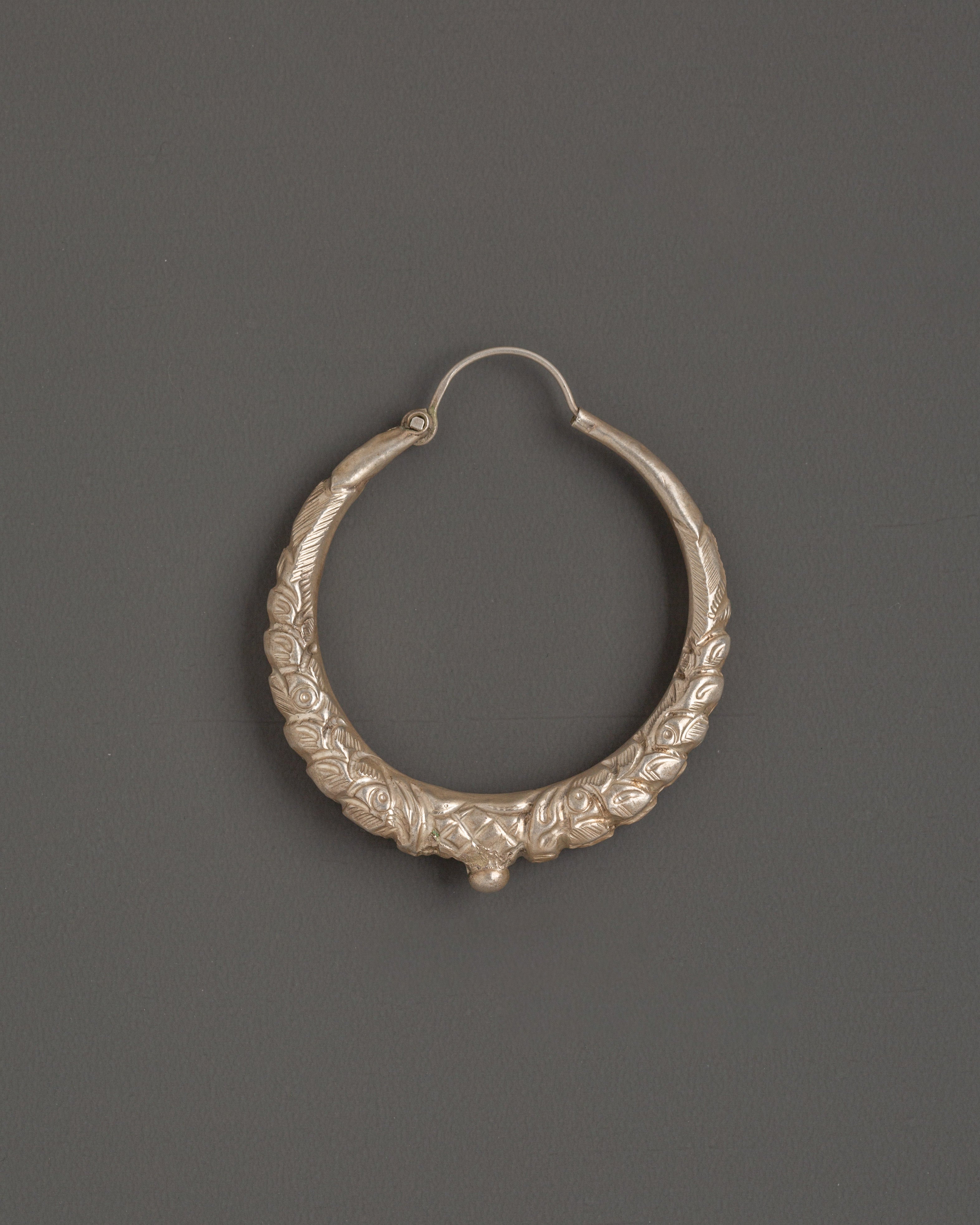 Handcrafted Tibetan Hoop Earrings Set | Traditional Silver Earrings