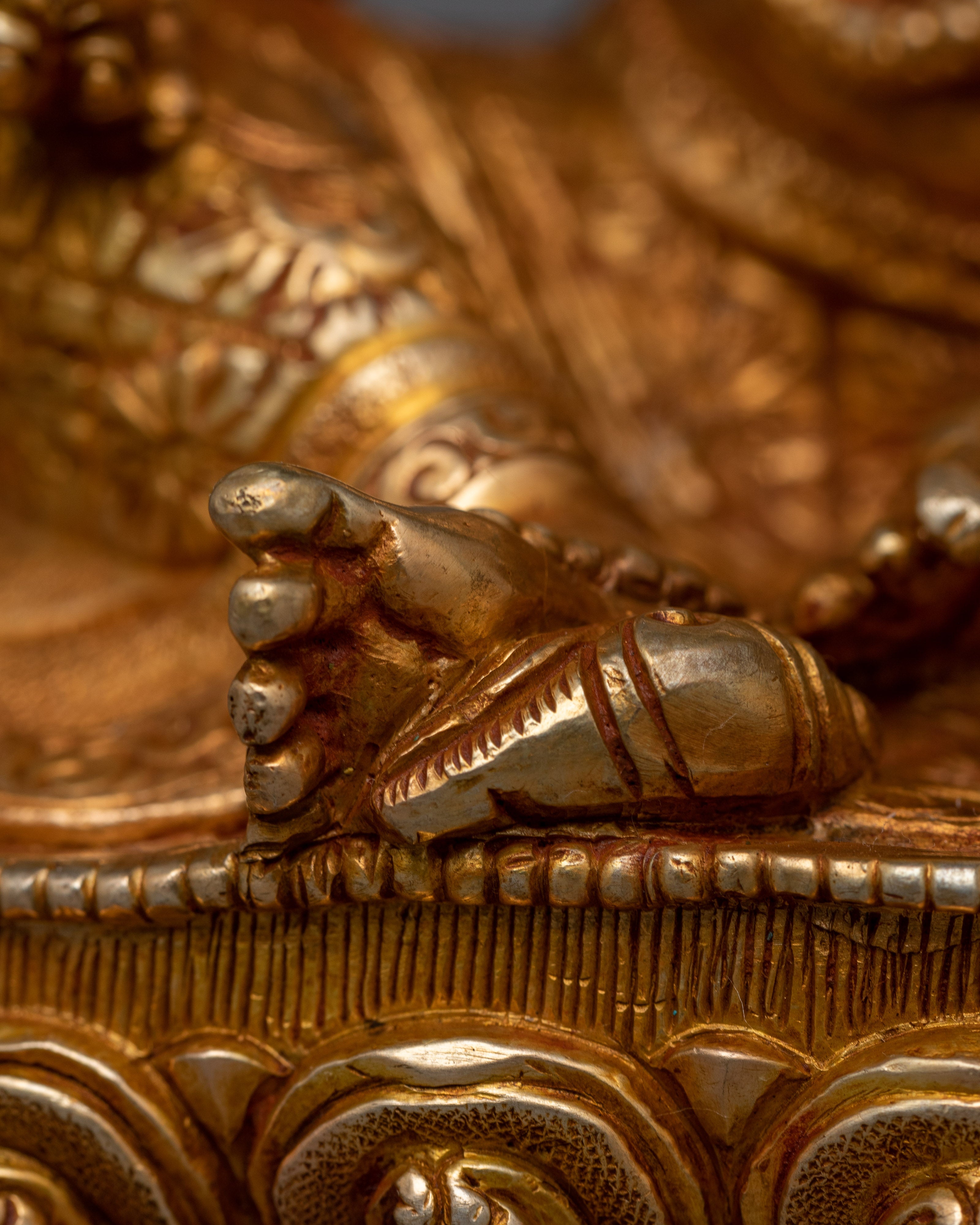 Jewels Deity Dzambhala Gold-Gilded Statue | Embodiment of Wealth and Prosperity