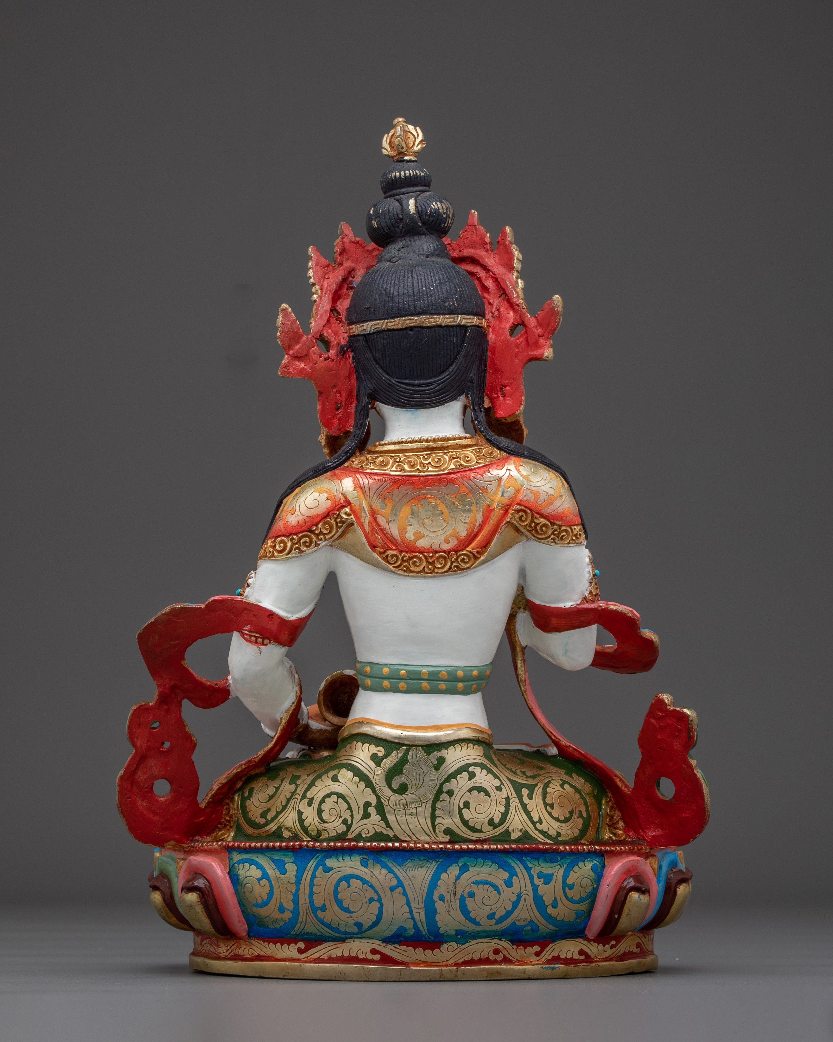Vajrasattva Statue with Copper Details | Intricate Gold & Acrylic Paintings