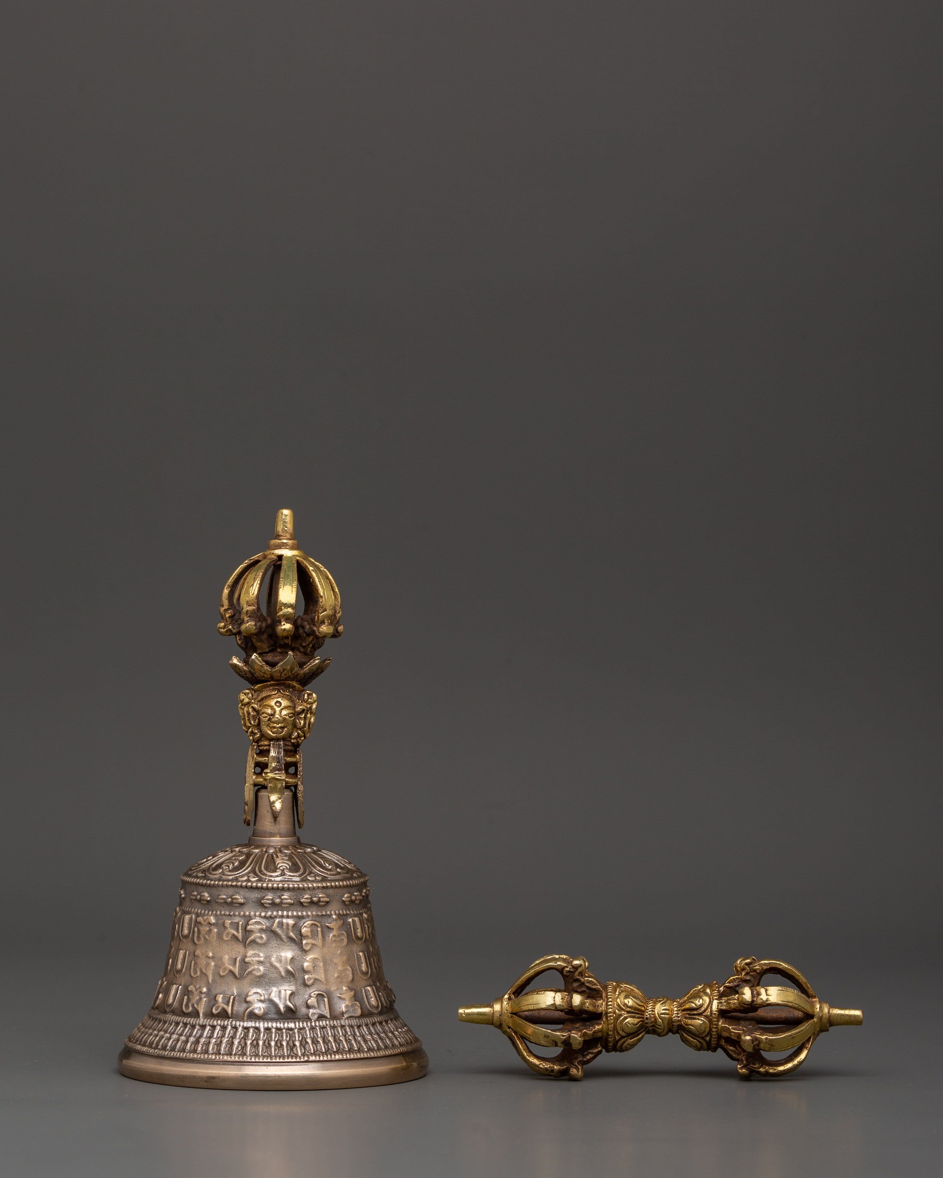 Brass Vajra and Bell Set for Ritual Use