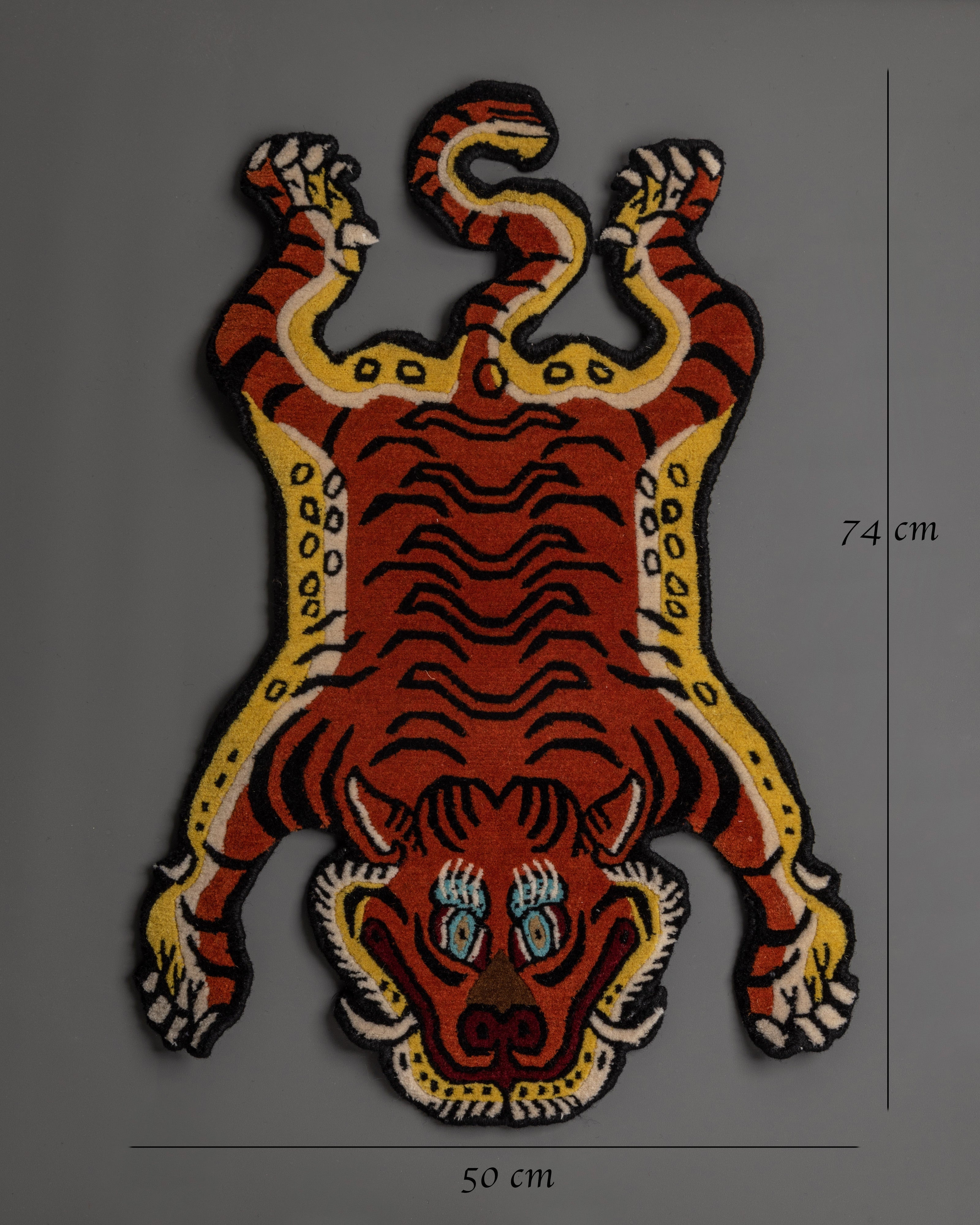 Tibetan Wool Hand-Knotted Tiger Rug | Colorful Rug, Tibetan Textile