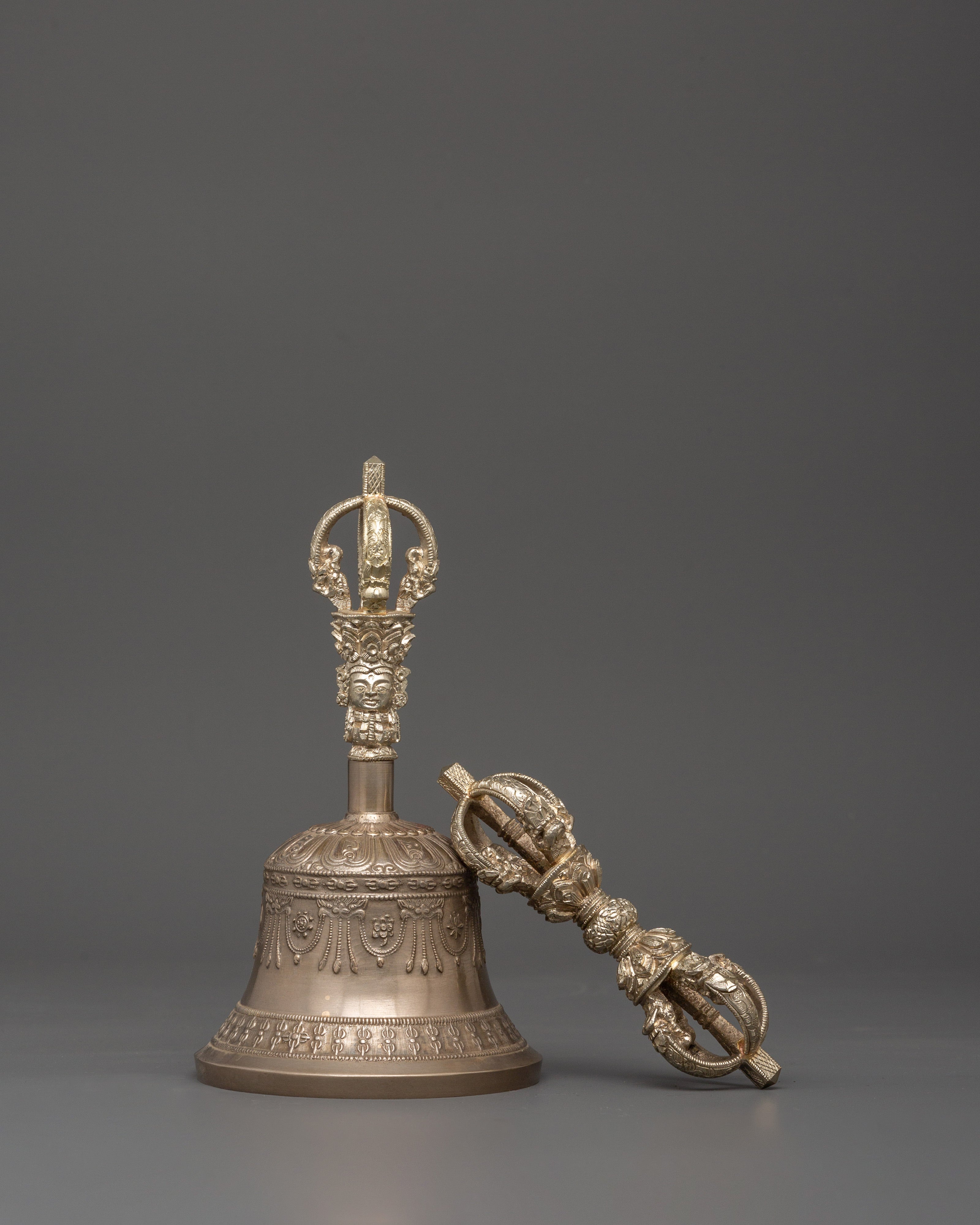 Tibetan Vajra & Bell Set | 7-Metal Bronze Buddhist Ritual Tools