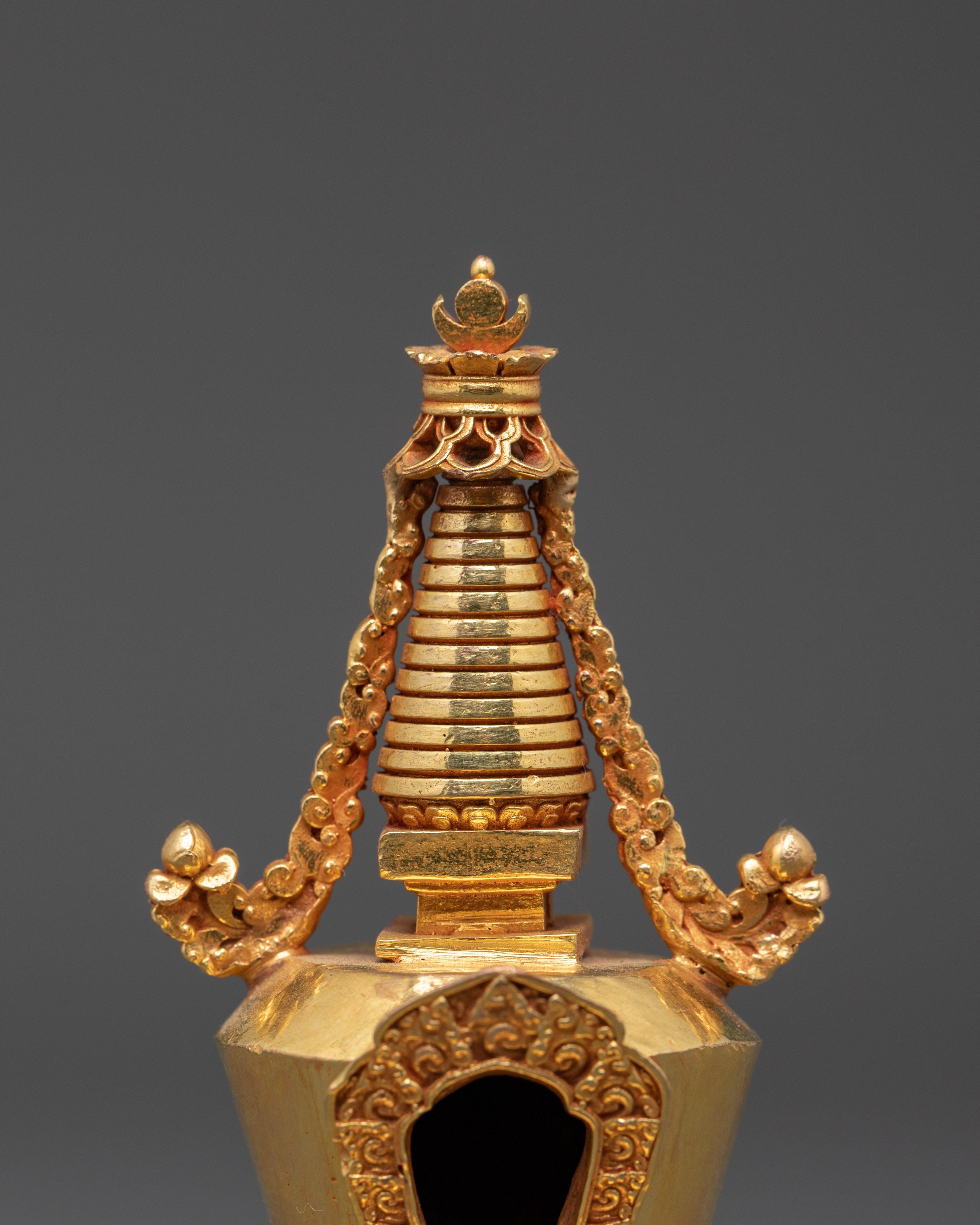 Tibetan Buddhist Ritual Shrine | Handcrafted Gold Plated Copper Altar Decoration