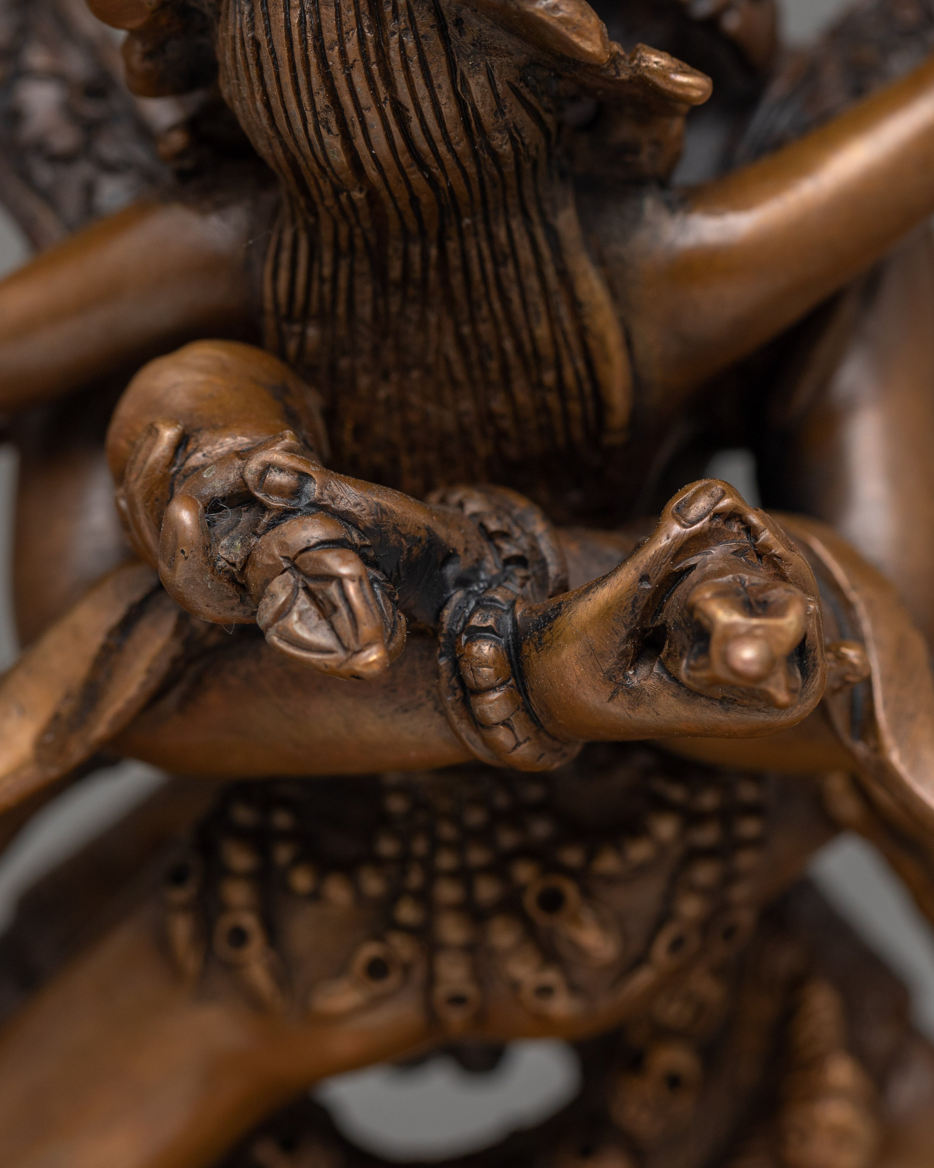 Chakrasambhara Chocolate Oxidized Sculpture | Mystical Oxidized Copper Manifestation