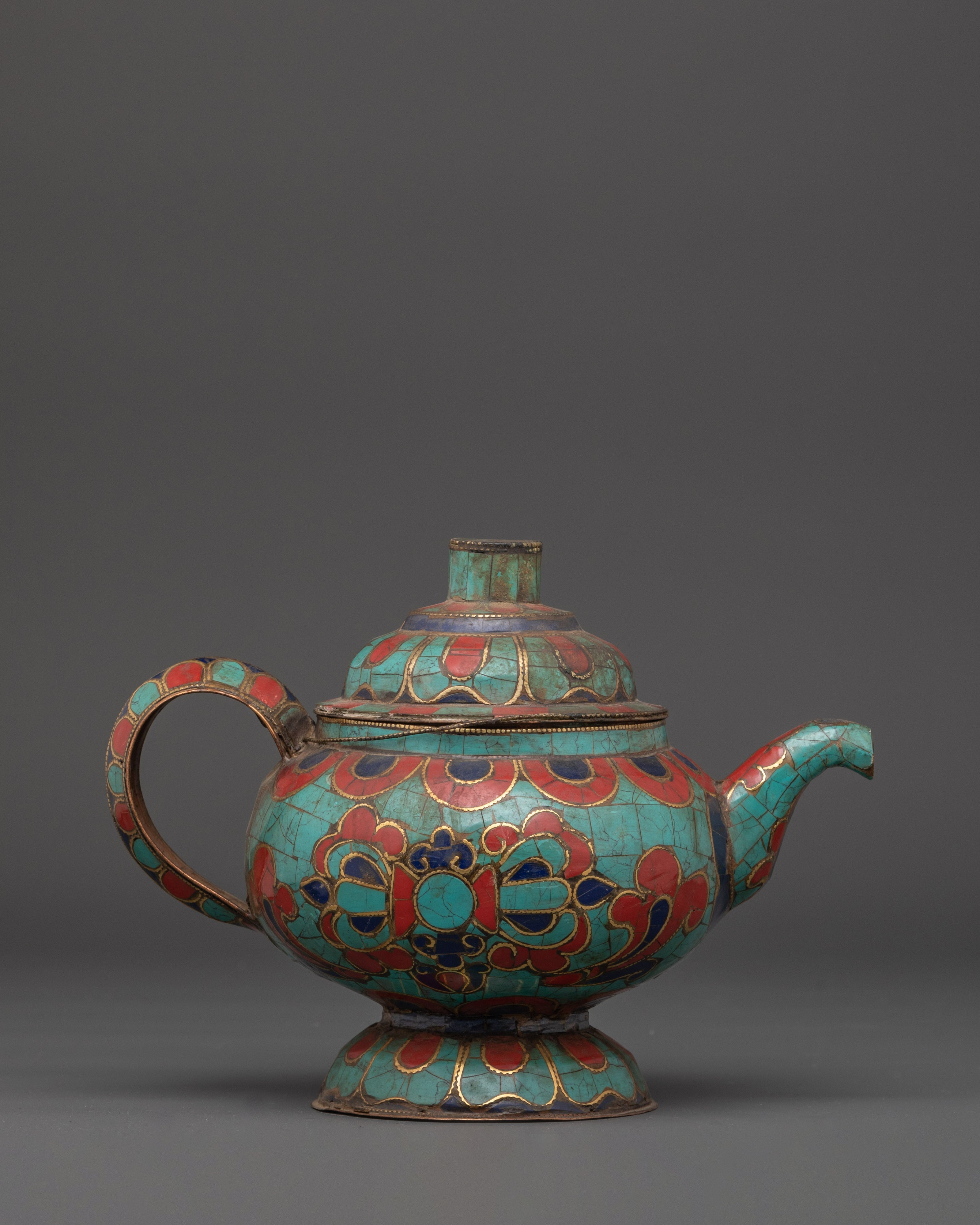 Tibetan Teapot With Gemstones