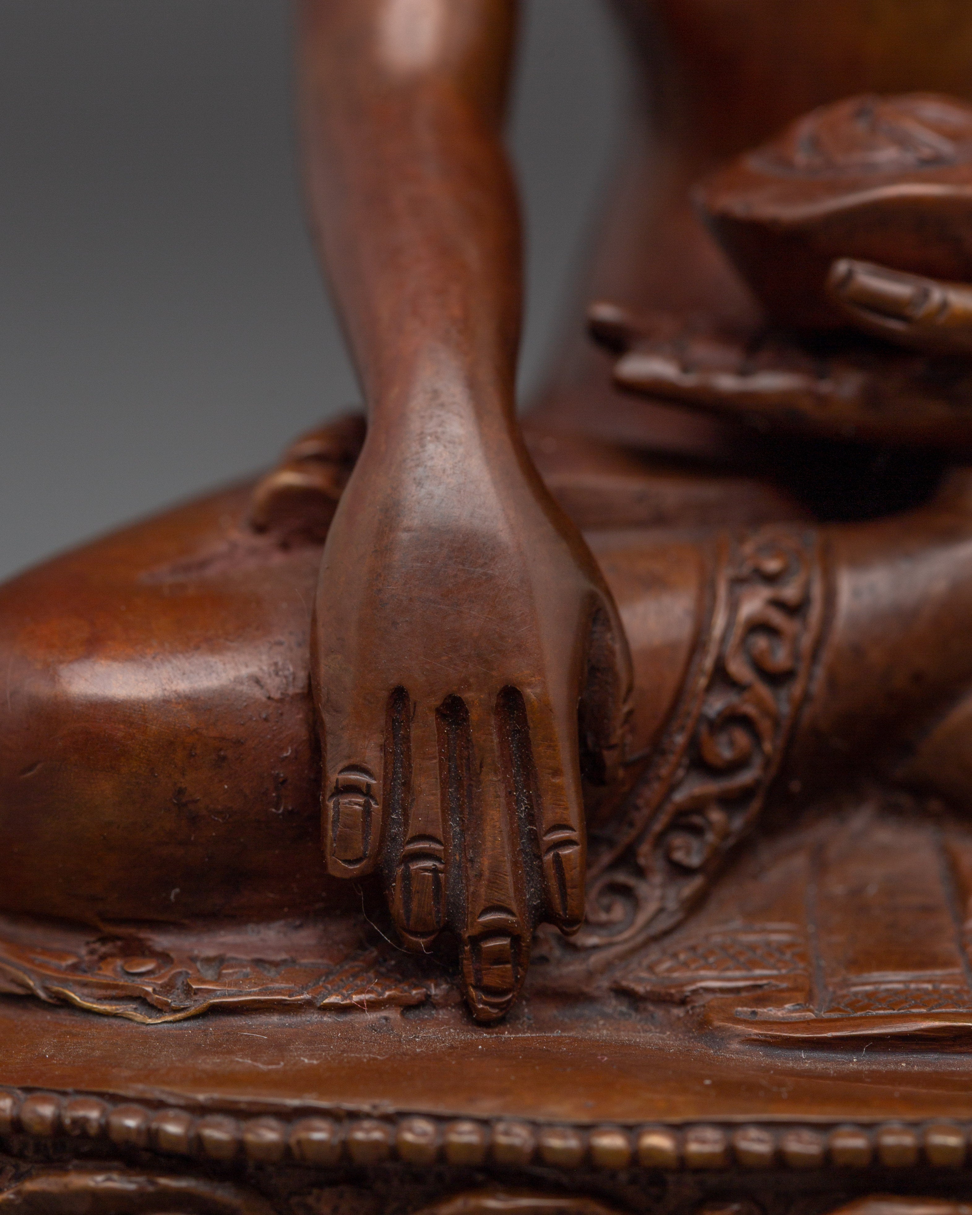 Handcrafted Oxidized Copper Shakyamuni Buddha Sculpture | Nepalese Altar Statue