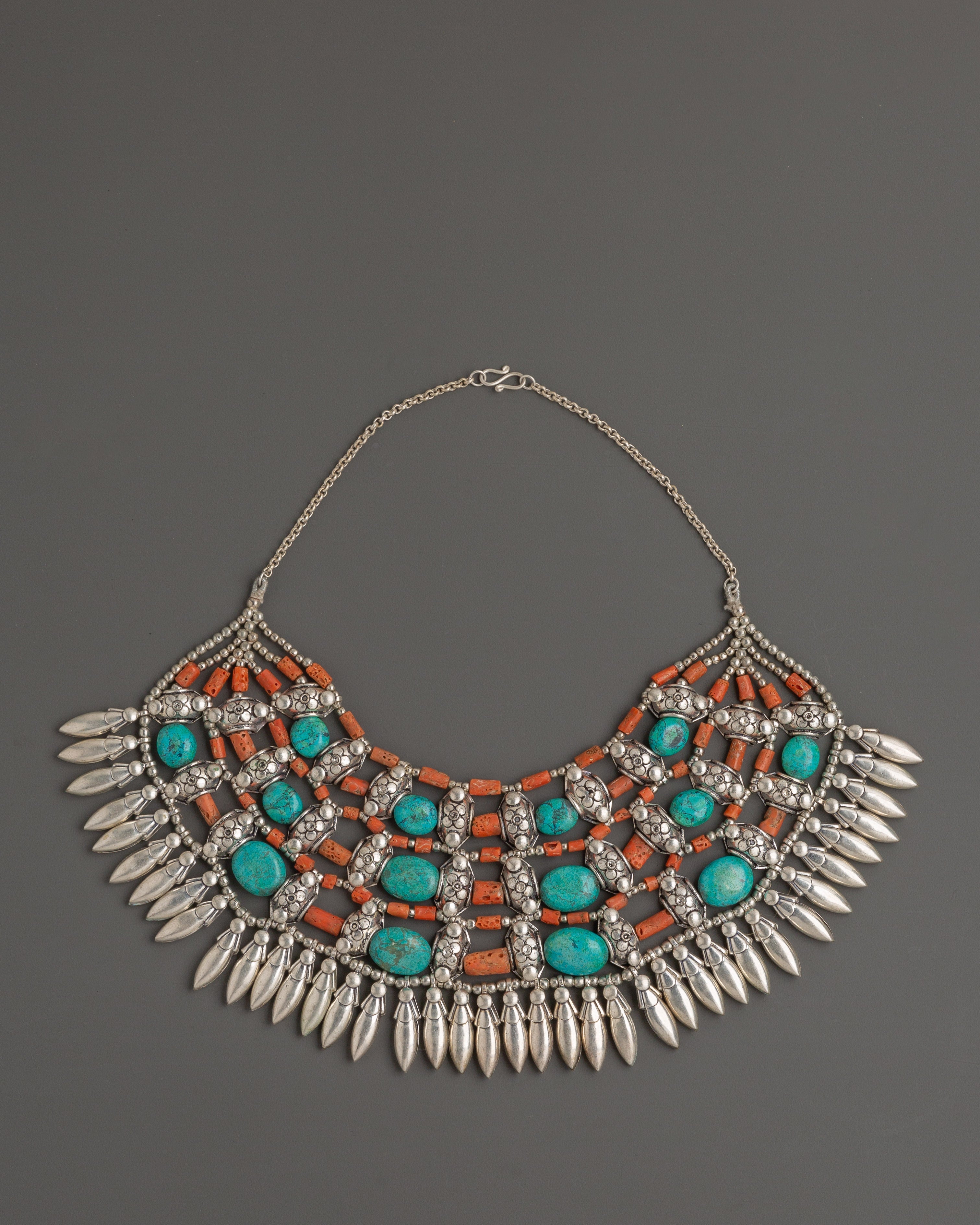 White Metal Tibetan Necklace