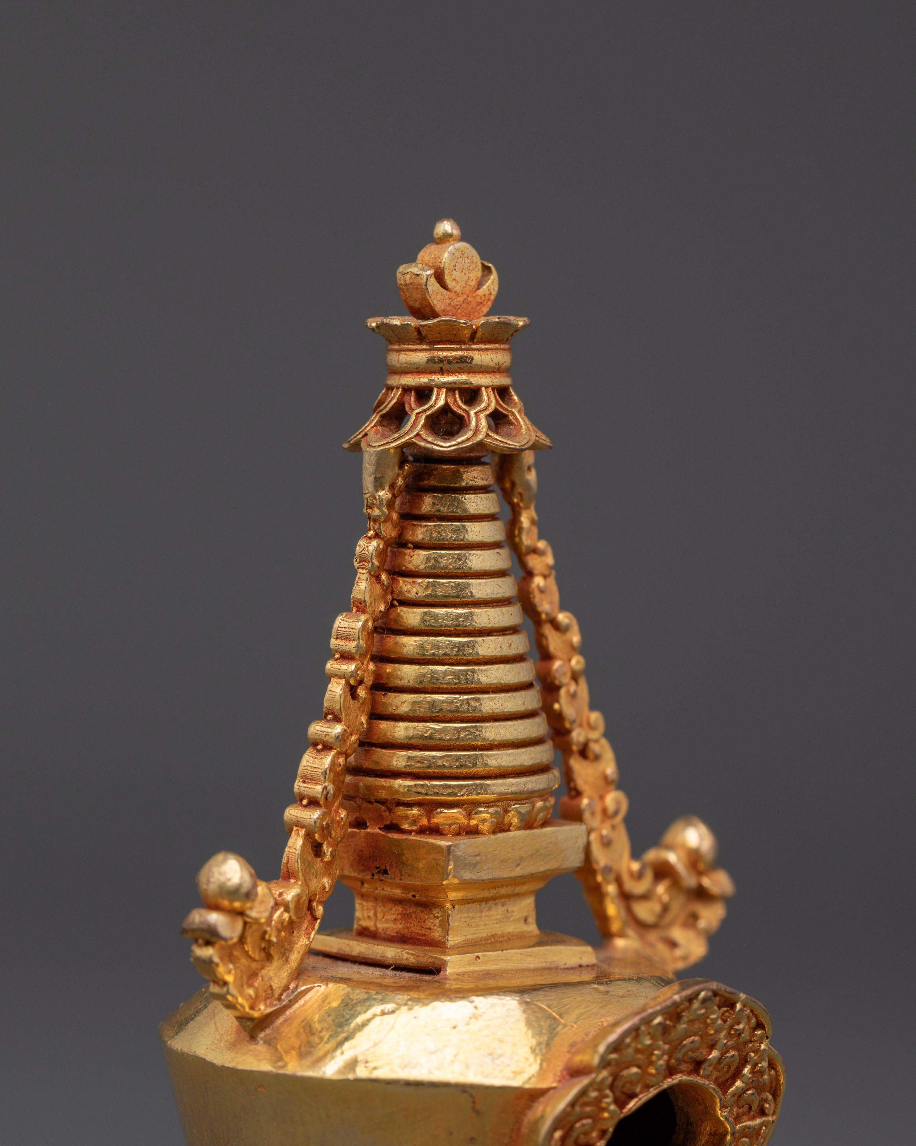 Sacred Copper Buddhist Shrine | Handcrafted Gold Plated Tibetan Decor