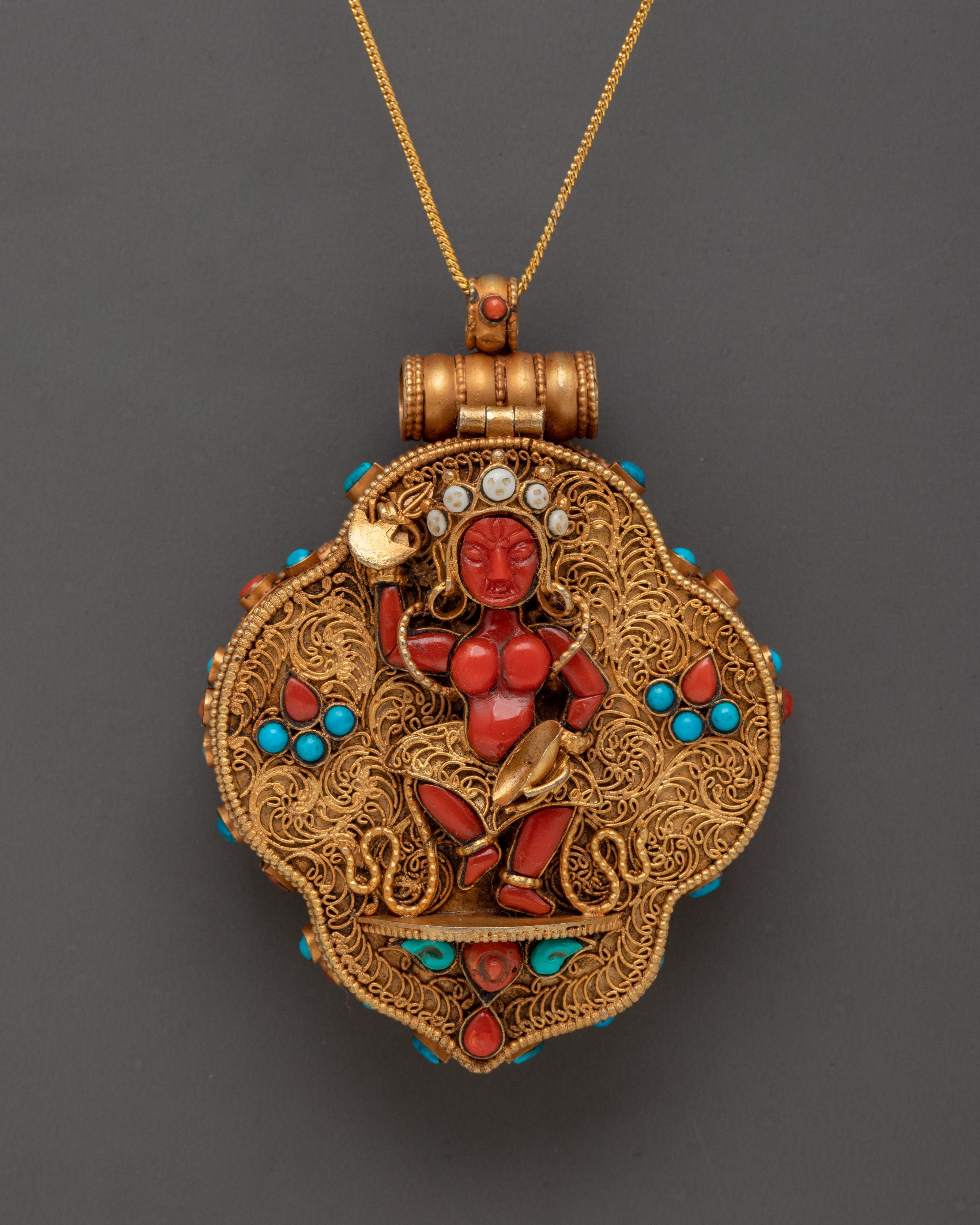Gold-plated Tibetan Ghau Box Locket