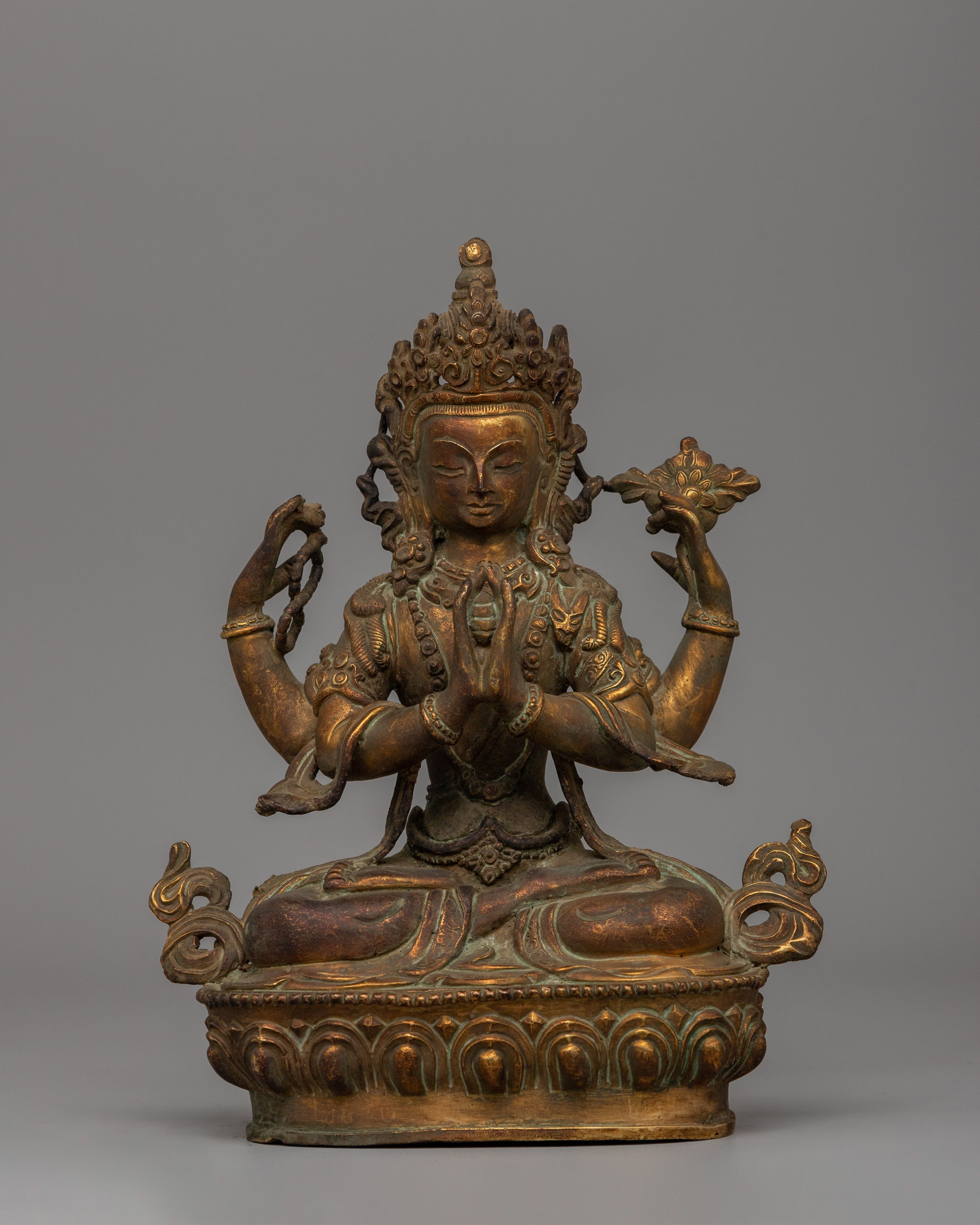 four-armed-chenrezig-deity-statue