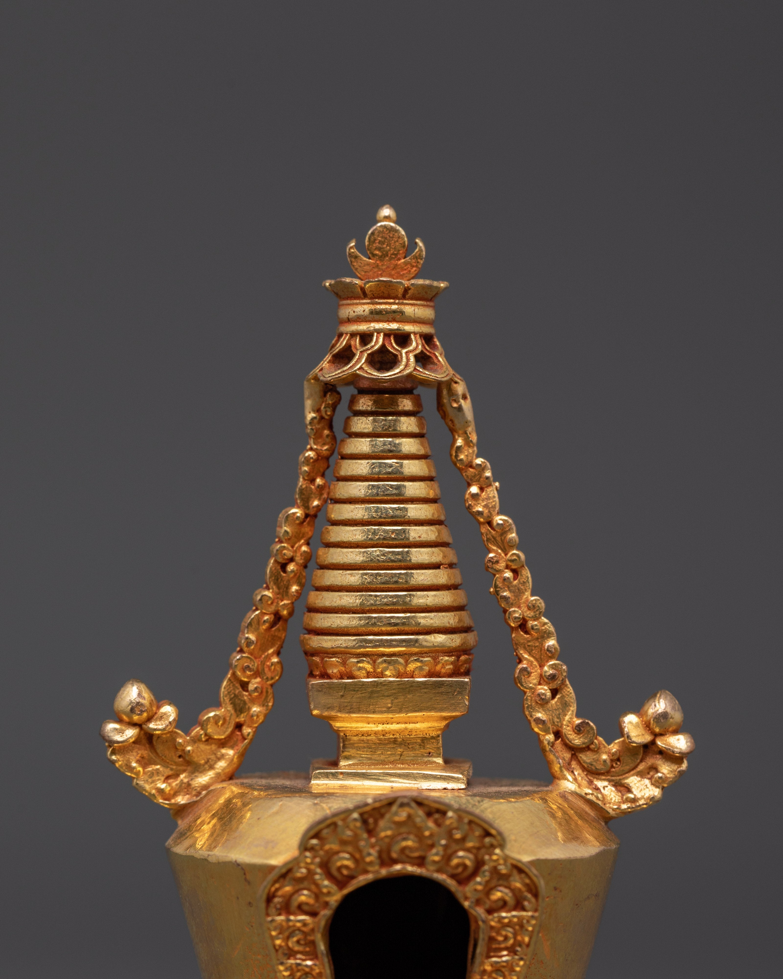 Sacred Copper Buddhist Shrine | Handcrafted Gold Plated Tibetan Decor