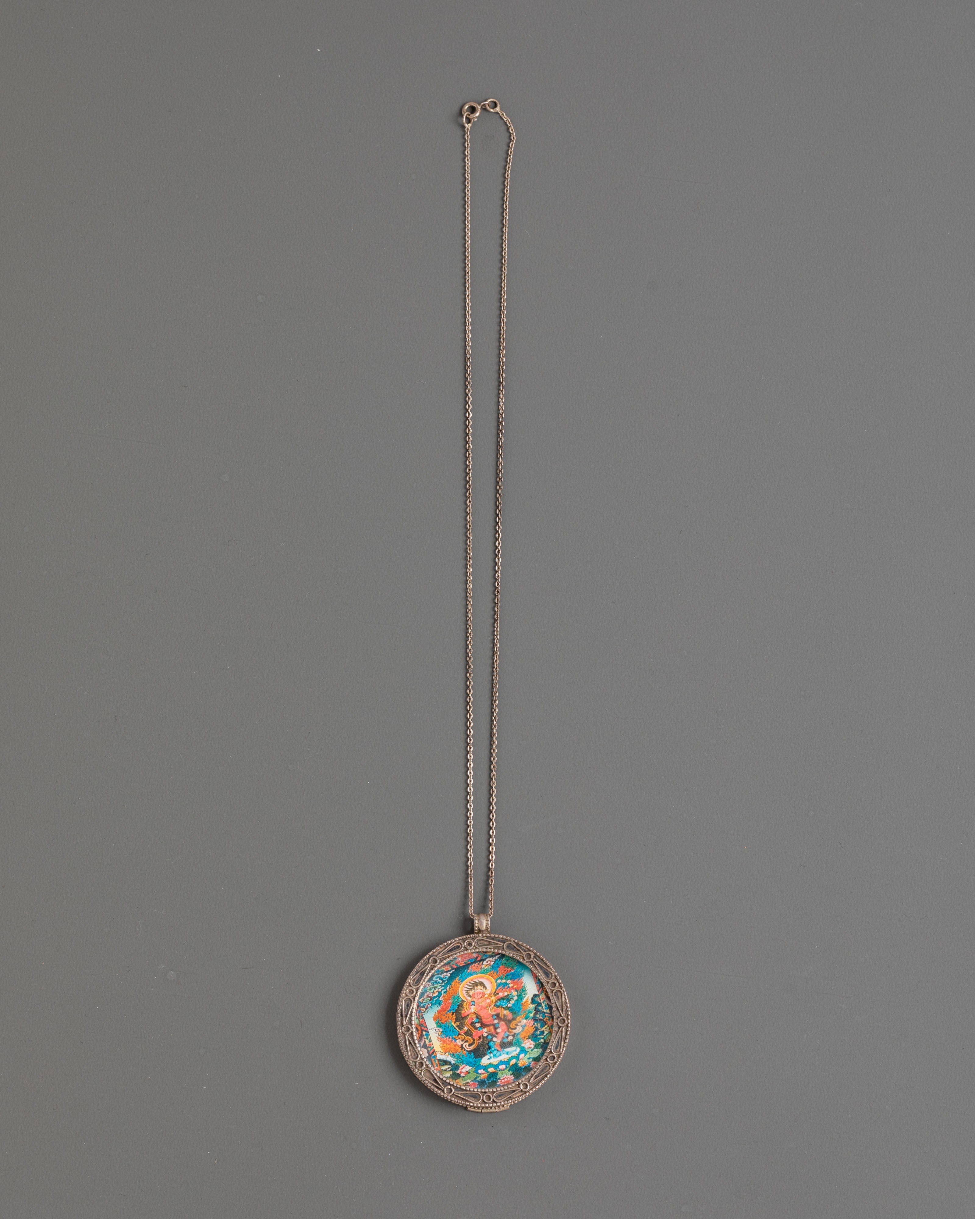 Thangka Print Kurukulla Pendant | Spiritual Jewelry with Sacred Artwork