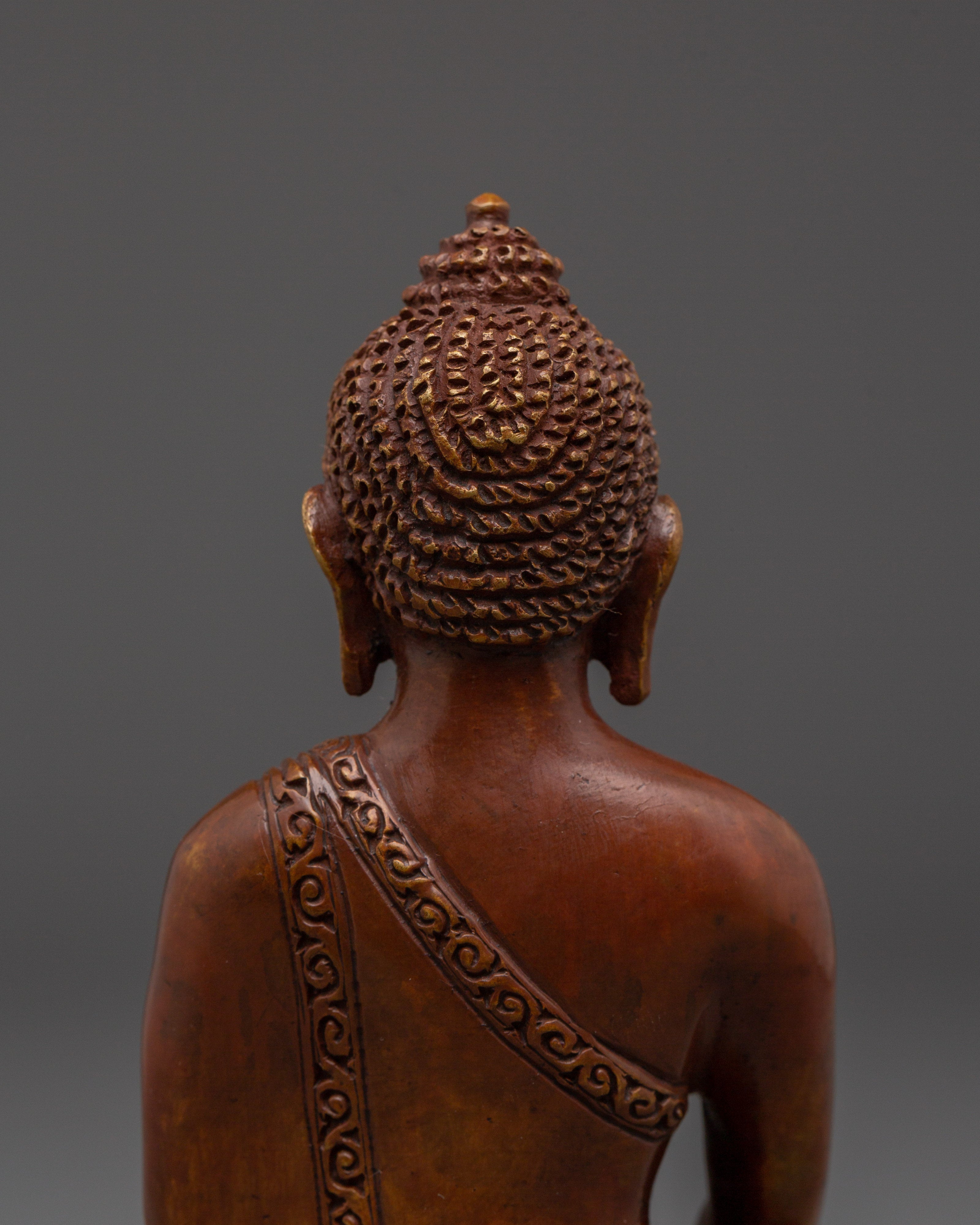 Handcrafted Oxidized Copper Shakyamuni Buddha Sculpture | Nepalese Altar Statue