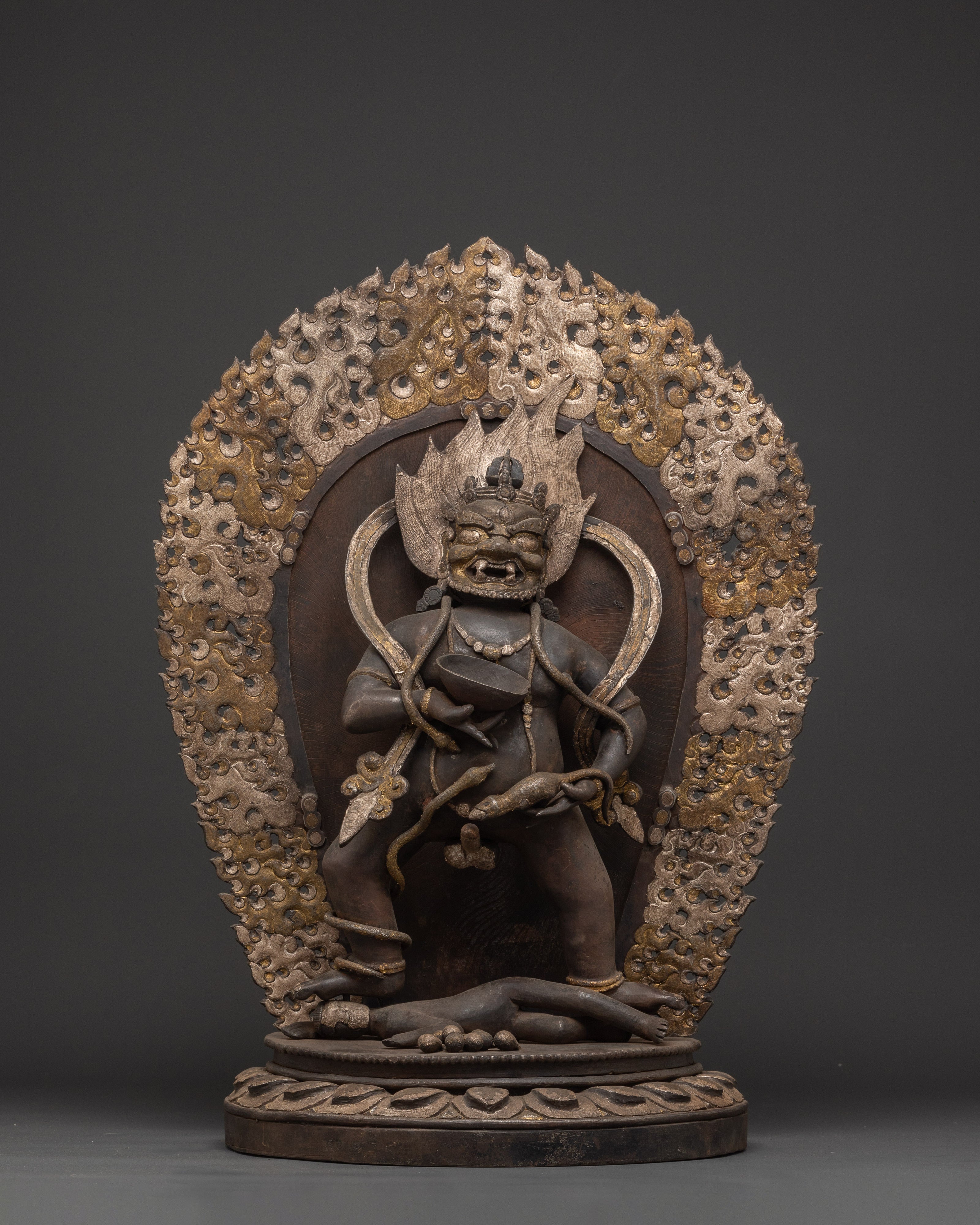Handcrafted Iron Black Dzambhala Statue