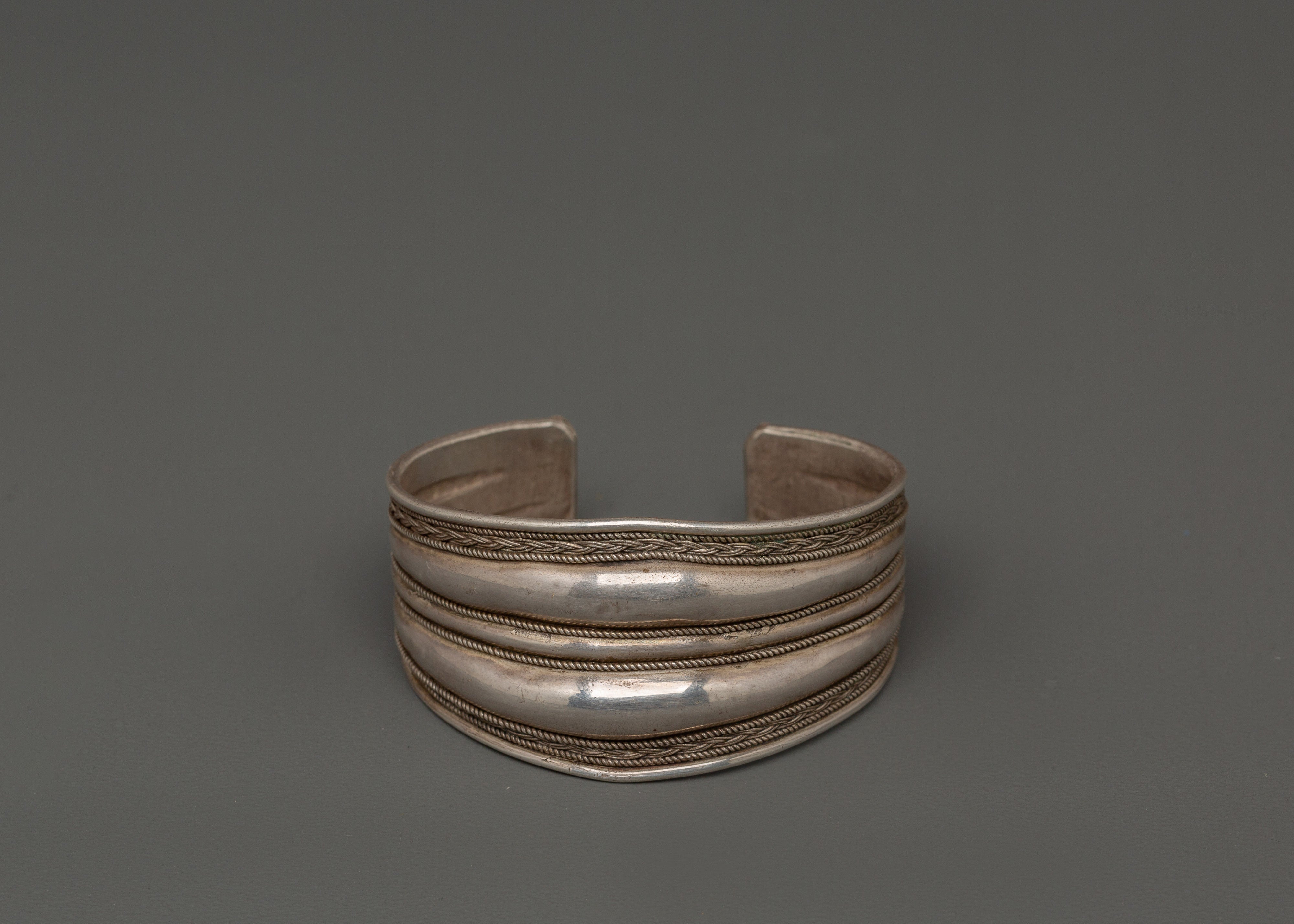 Sterling Silver Tibetan Cuff Bracelet | Handmade Himalayan Jewelry