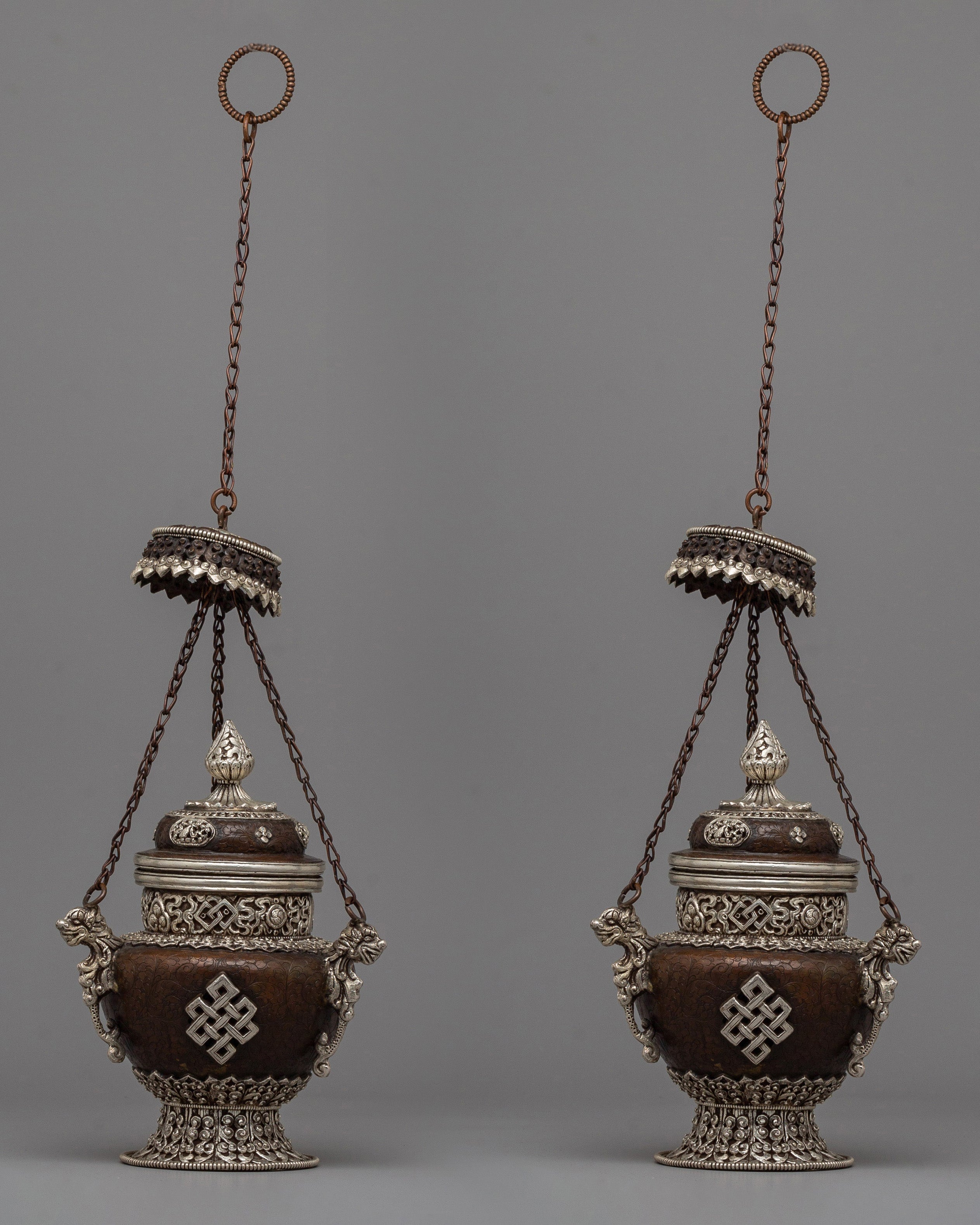 Silver-Plated Bronze Tibetan Incense Burner