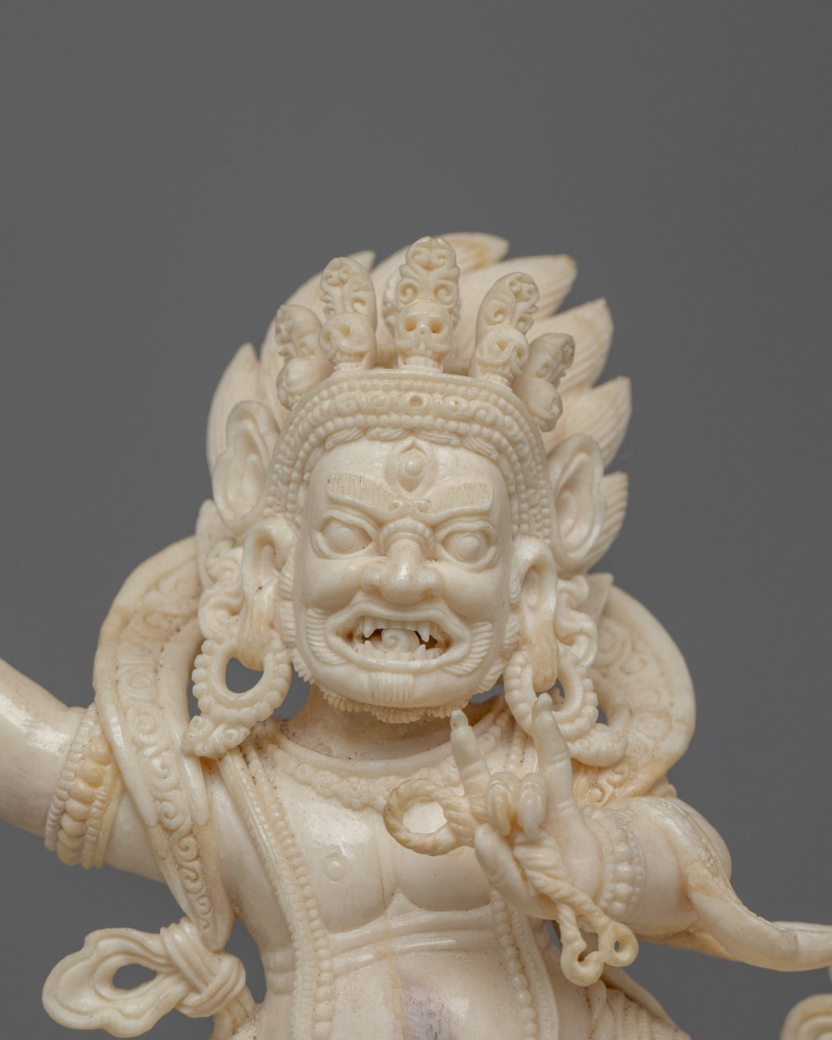 Vajrapani Bone Carving Statue | Tibetan Buddhist Protector Deity