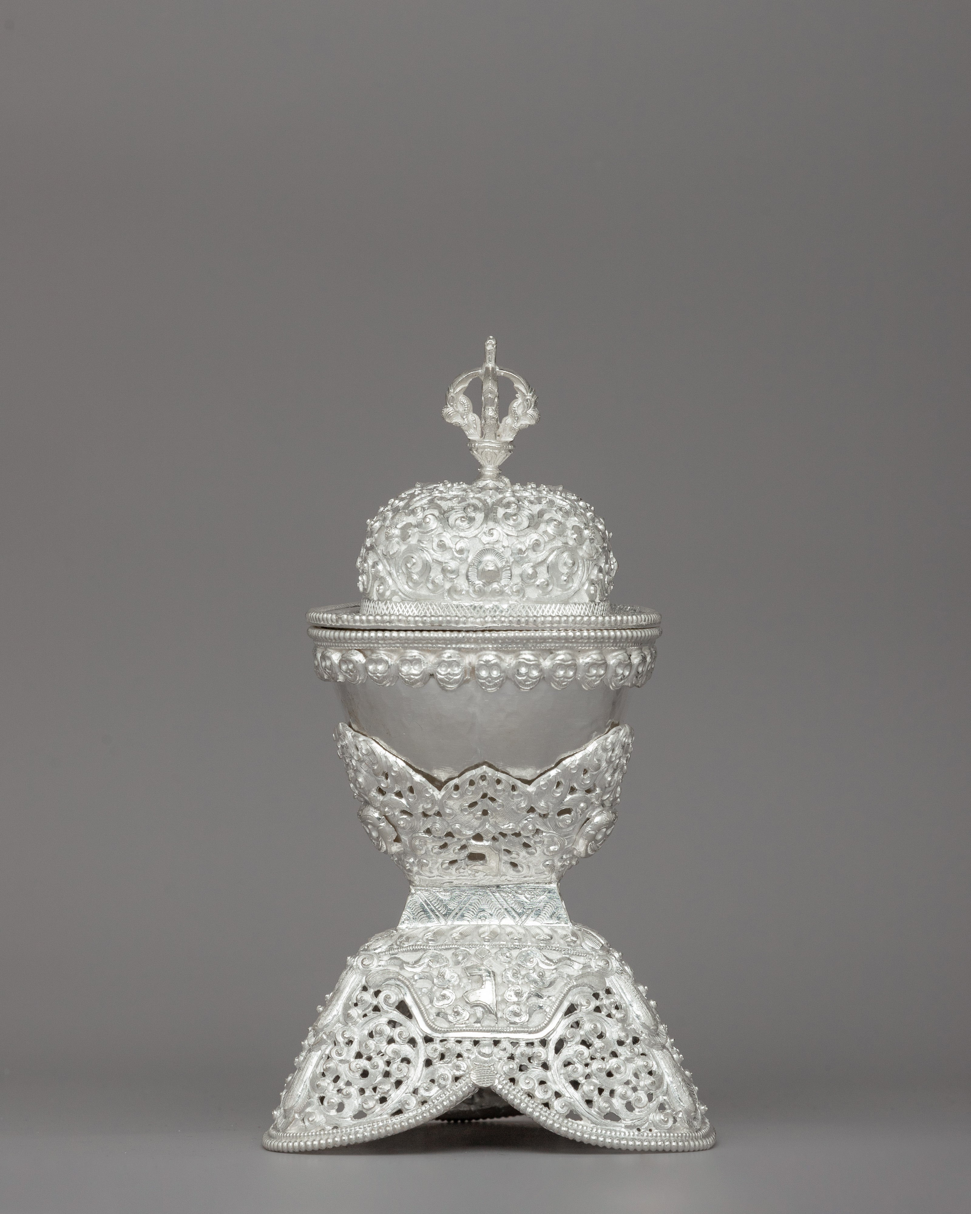 Exquisite Silver Kapala for Tibetan Rituals and Offerings | Tibetan Buddhist Ritual Cup