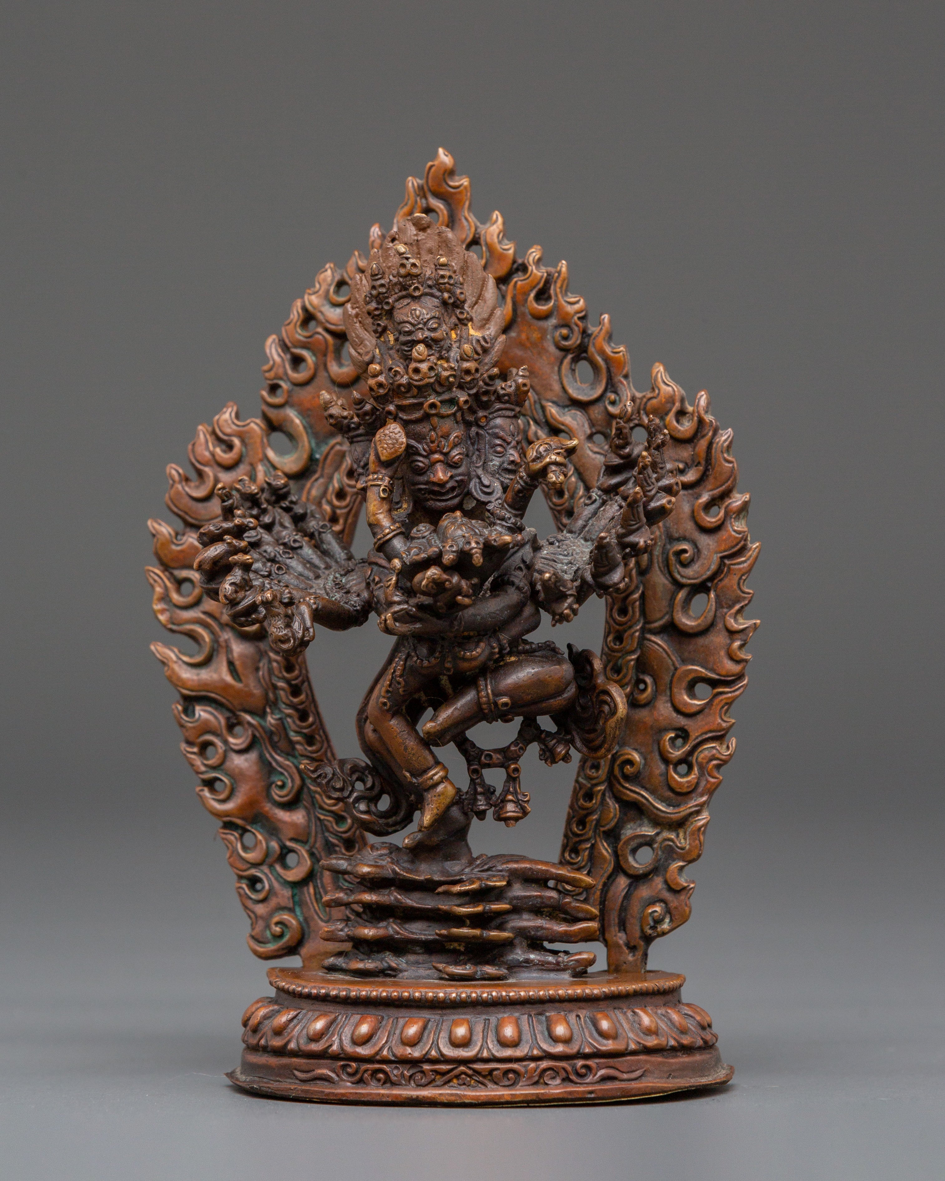 Tantric Protector Hevajra Statue | Oxidized Copper Tibetan Deity Sculpture