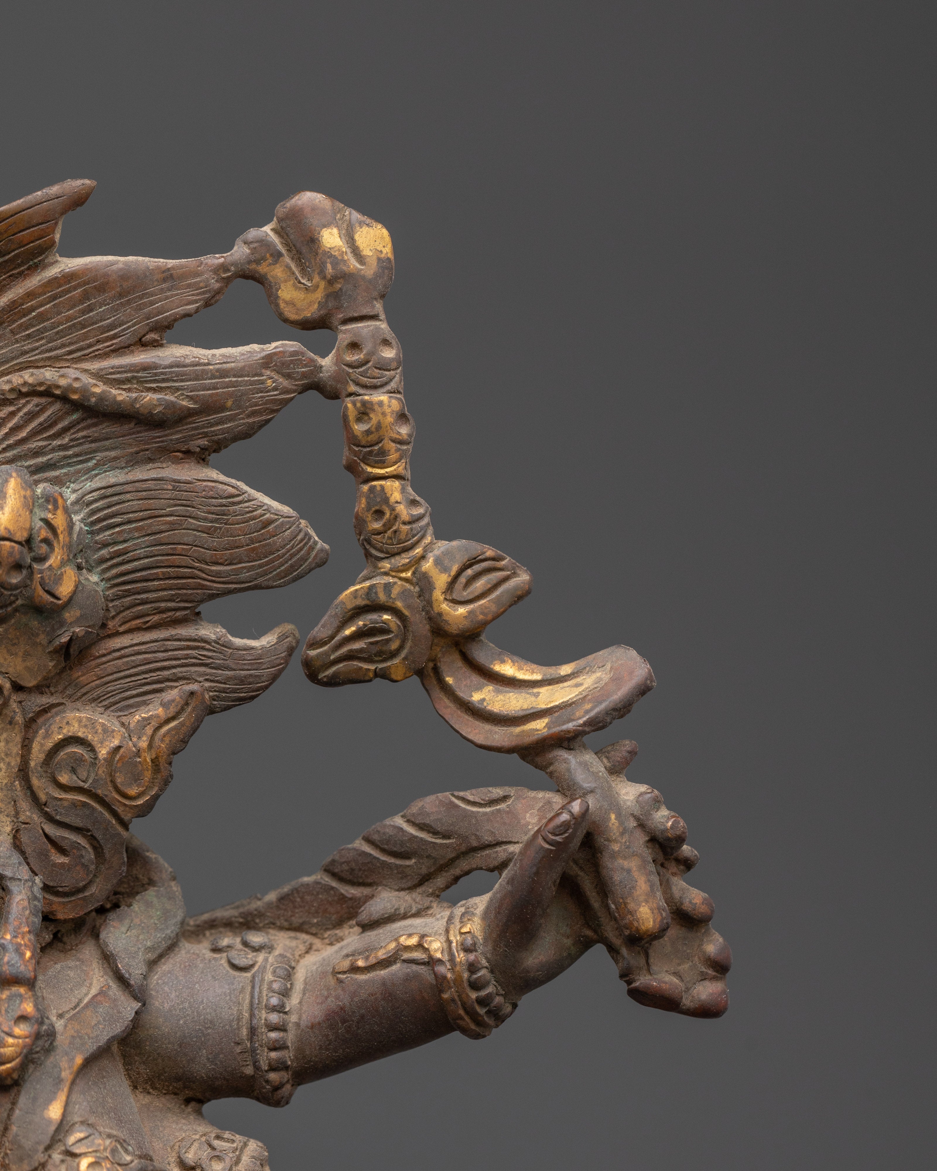 Handmade Six-Armed Mahakala Statue | Copper Body Statue
