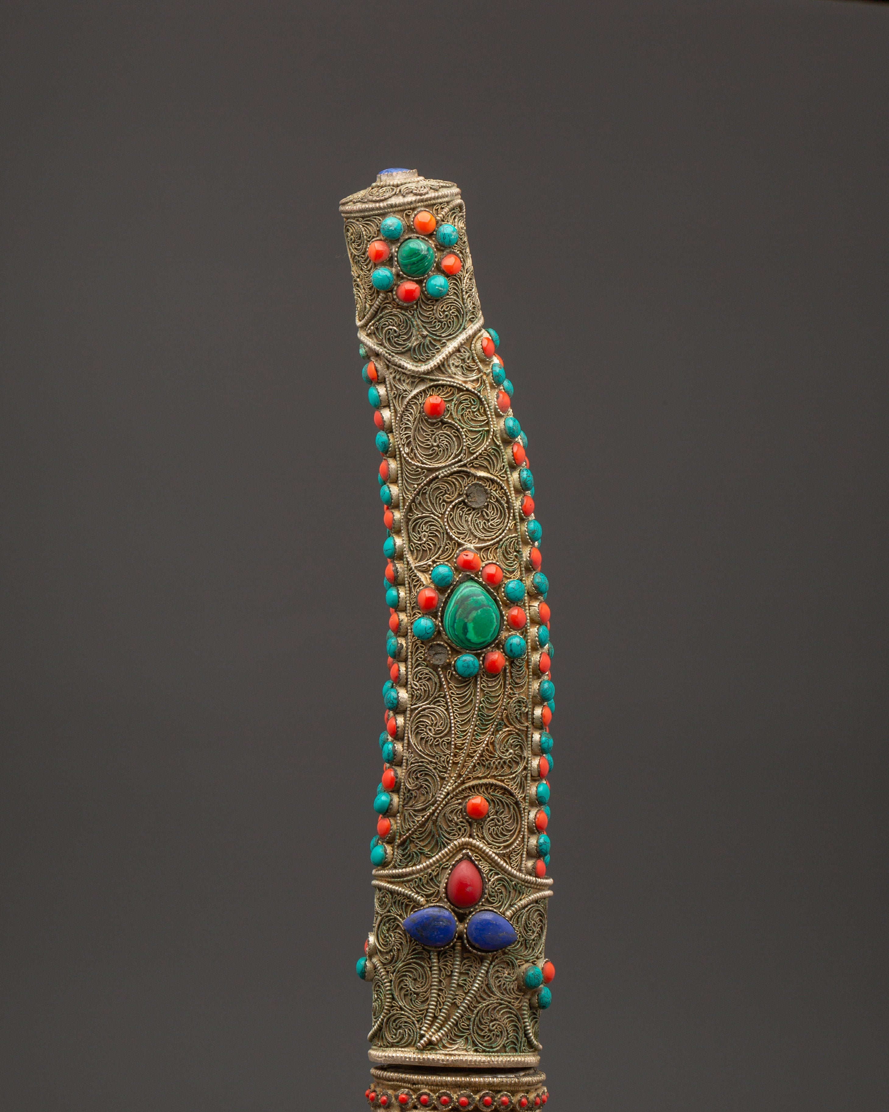 Himalayan Ceremonial Dagger | Ritual Knife with Gemstone Inlay