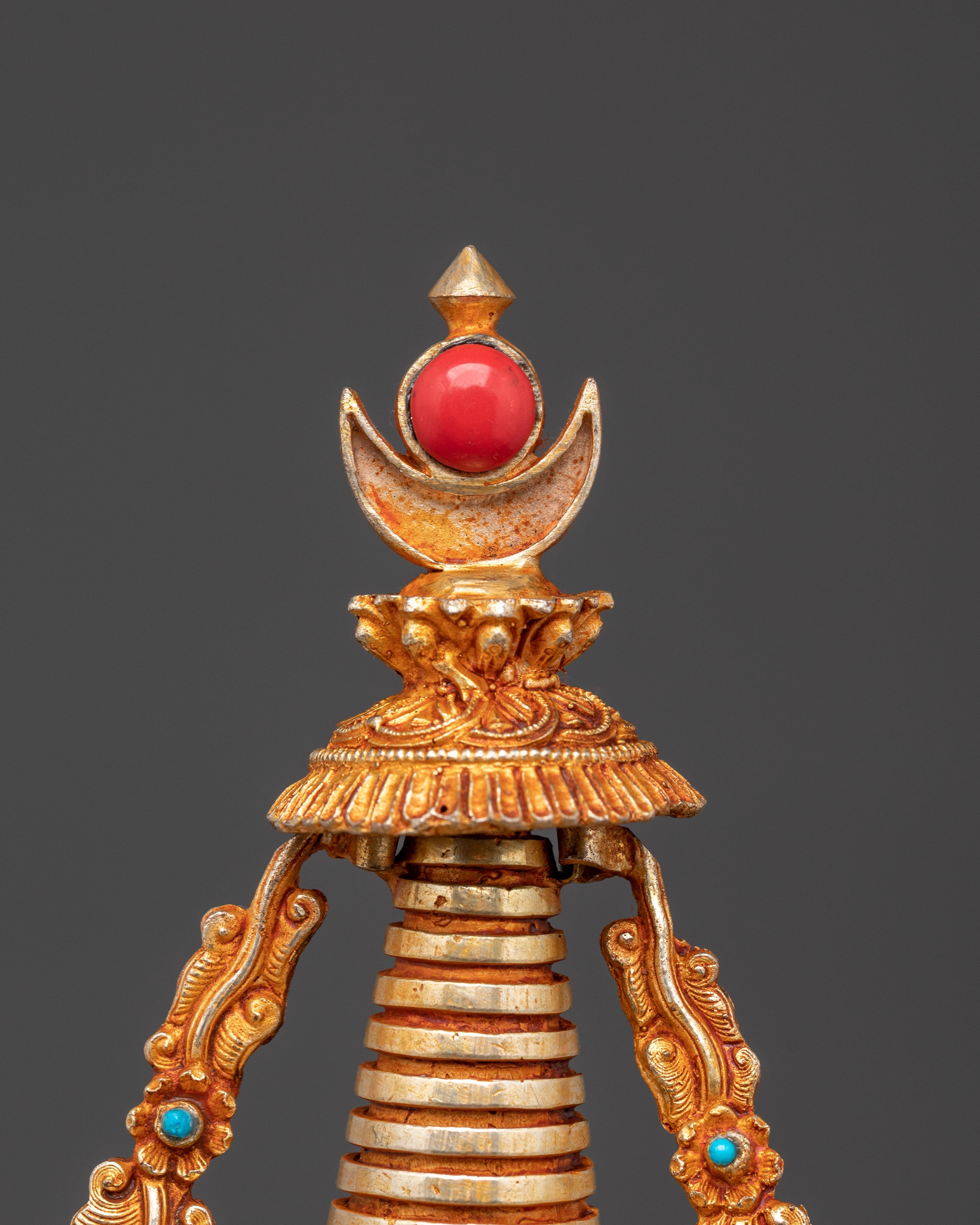 Handcrafted Tibetan Buddhist Chorten | Gold-Plated Copper Stupa