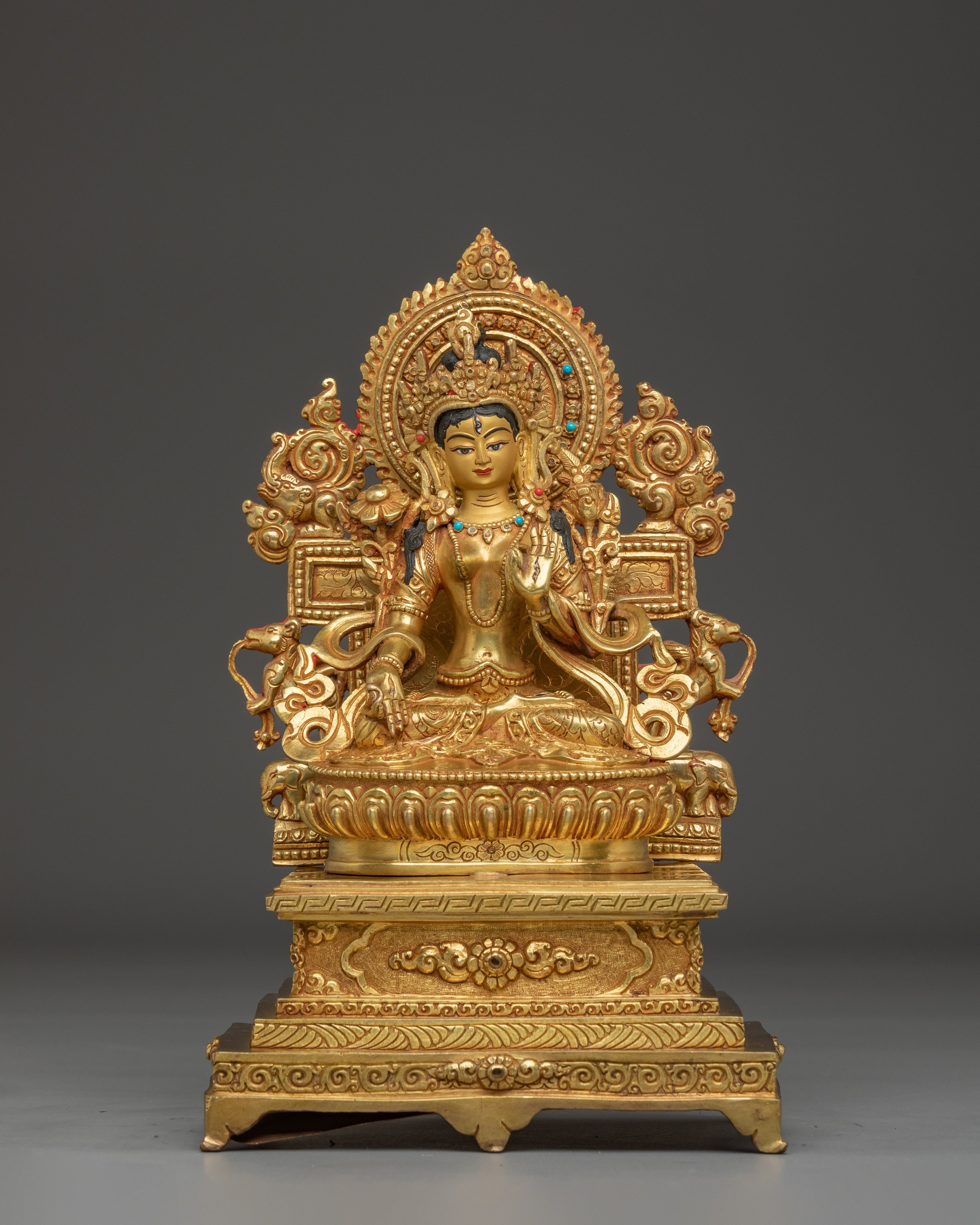 White Tara Radiant Statue | Sita Tara in Throne